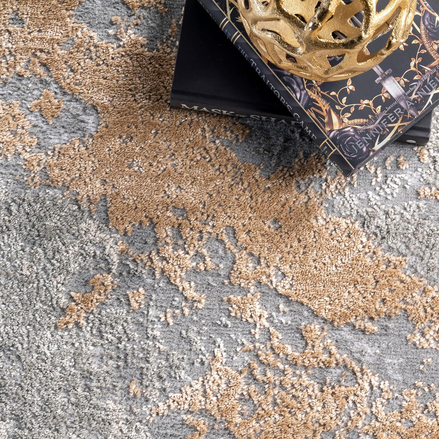 nuLOOM alfombra para corredor Cyn Abstract dorada de 2 pies 8 pulgadas x 8 pies