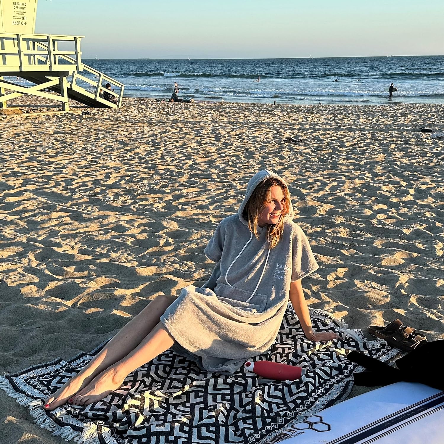 Poncho de surf de microfibra de algodón, traje de neopreno para cambiar, bata de baño con capucha y bolsillo