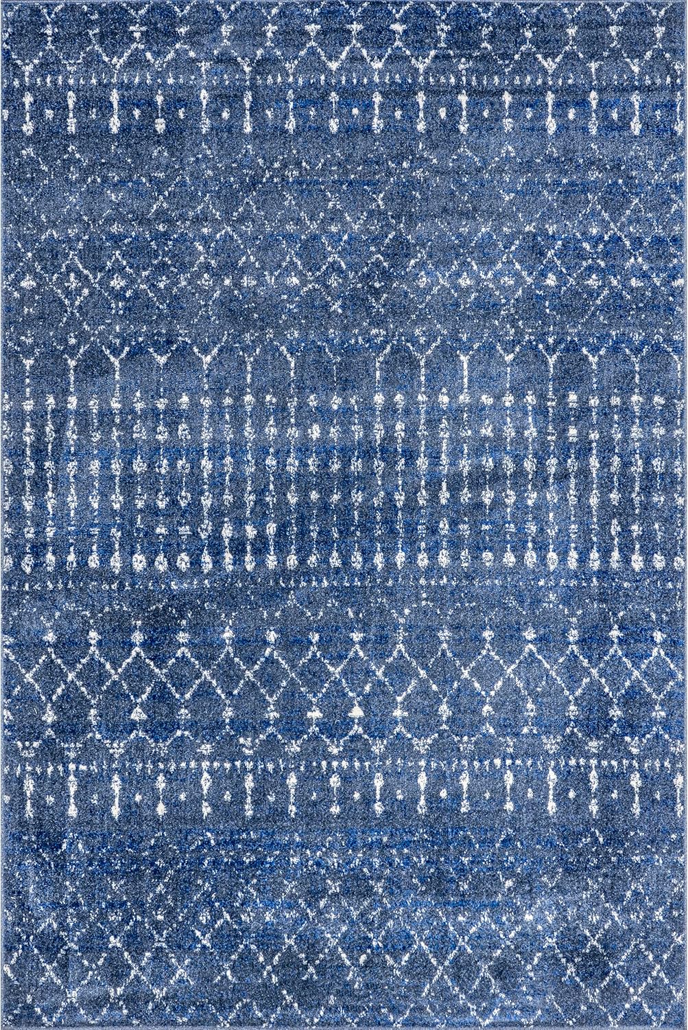 nuLOOM – Alfombra marroquí Blythe Accent, 61 x 91 cm, rectangular, azul oscuro, 0.9 cm de grosor