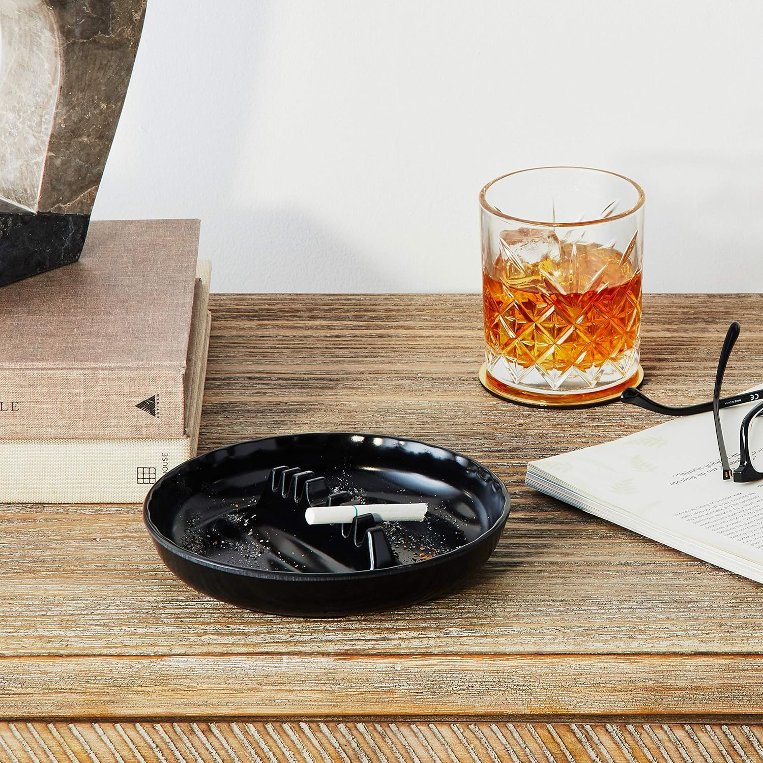 Fox Run 6121 Bandeja de ceniza de melamina, 6.75 x 6.75 x 1.25 pulgadas, color negro