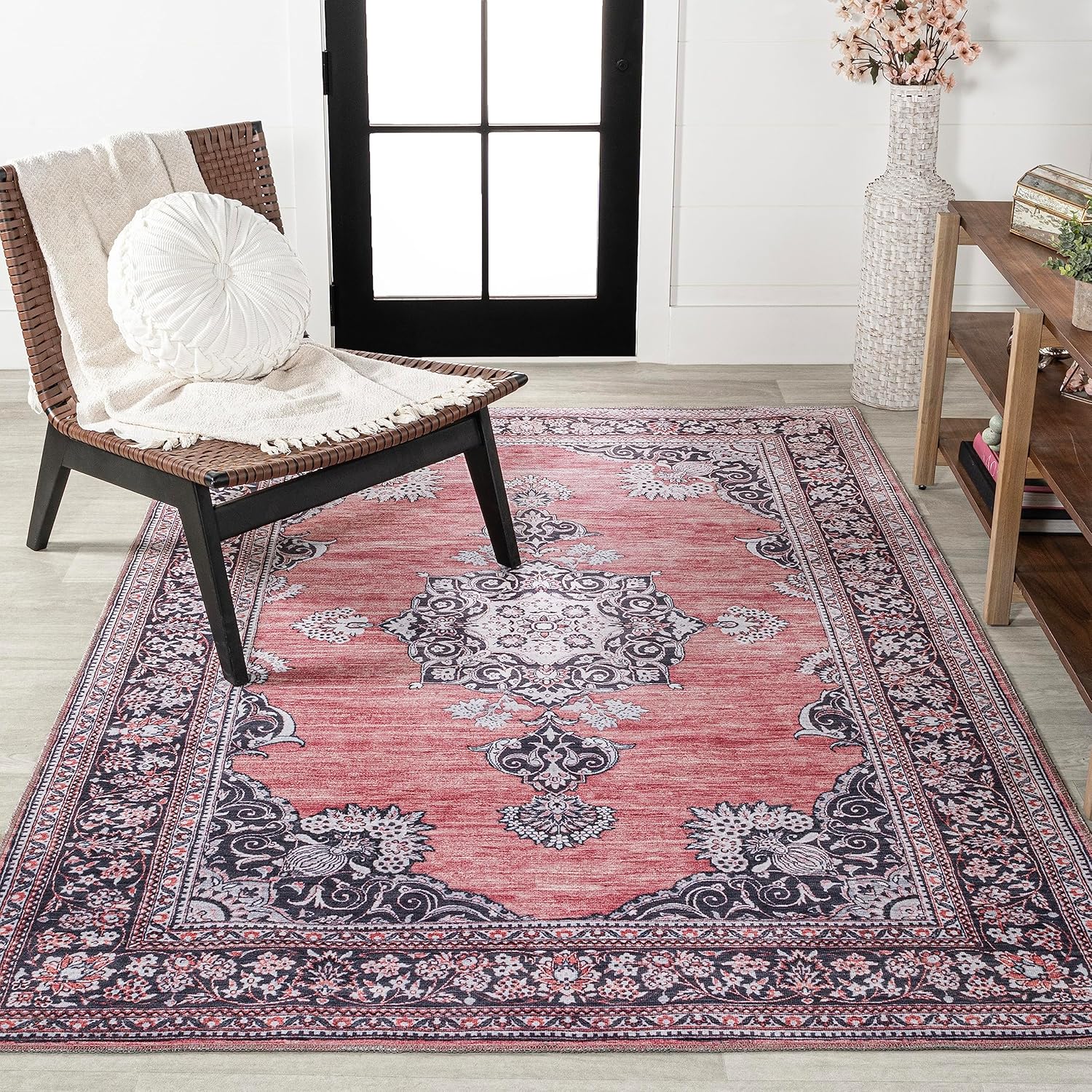 Eyely HSW201B-8 Bausch – Alfombra lavable de felpilla envejecida para interiores, clásica, de mediados de siglo, rústica para dormitorio, cocina,