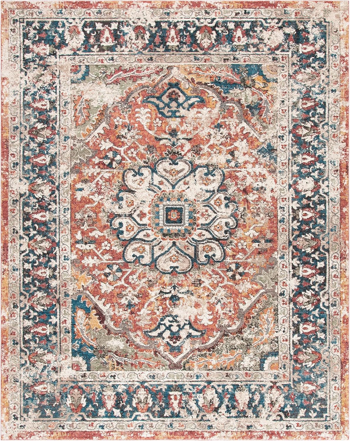 SAFAVIEH Carlyle Collection CYL229P – Alfombra vintage oriental, envejecida, no desprende pelusa, para sala de estar, dormitorio, comedor, oficina