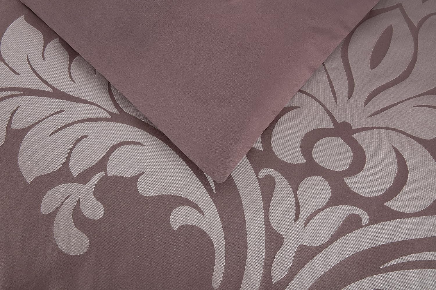 Chezmoi Collection Juego de edredón floral jacquard de 7 piezas (King, Woodrosegris)