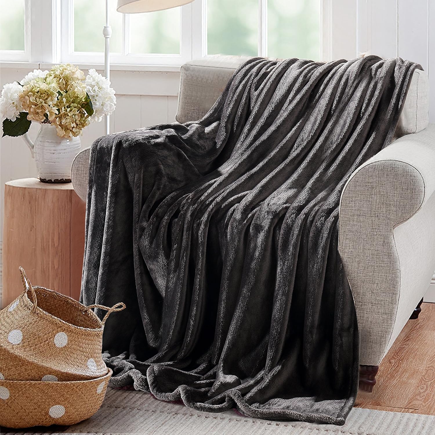 Reafort – Manta cálida de franela ultra suave aterciopelada de forro polar para sala o dormitorio