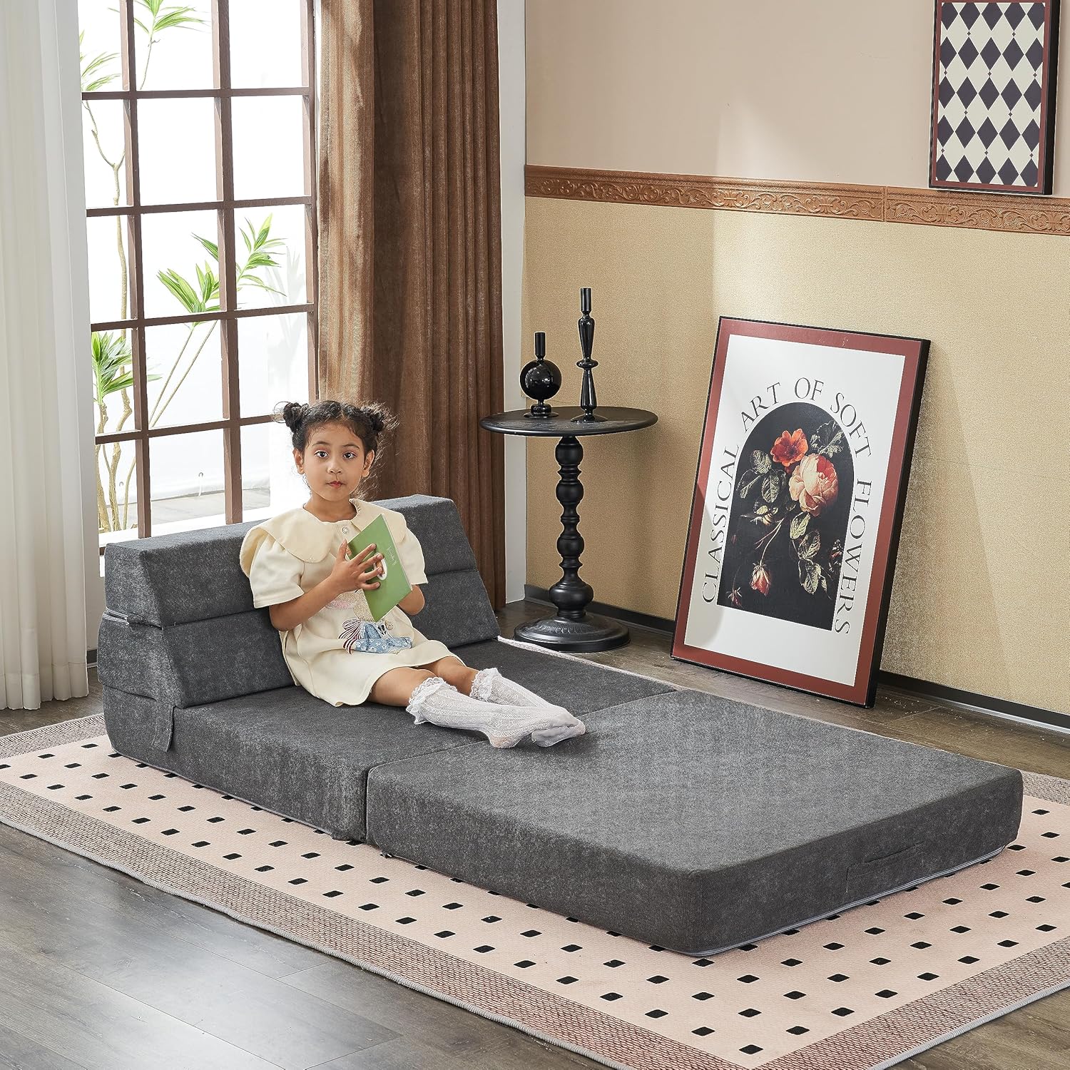 jela Colchón plegable para sofá cama, tela de lujo, sofá cama, colchón de piso, sofá plegable para habitación de invitados, sala de estar (83 x 33