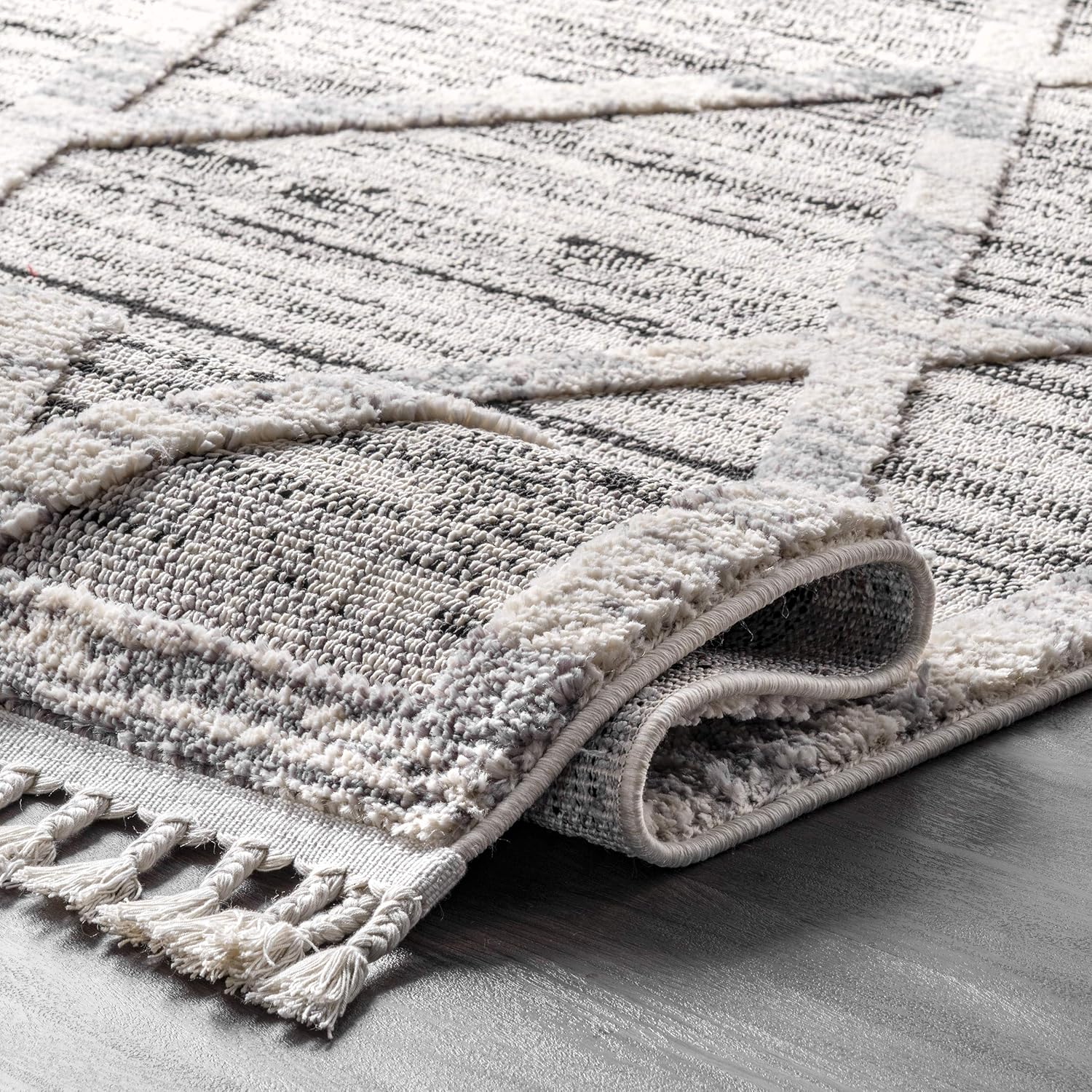 nuLOOM Suri Soft Diamond Trellis – Alfombra texturizada de 4 x 6 pulgadas, color gris