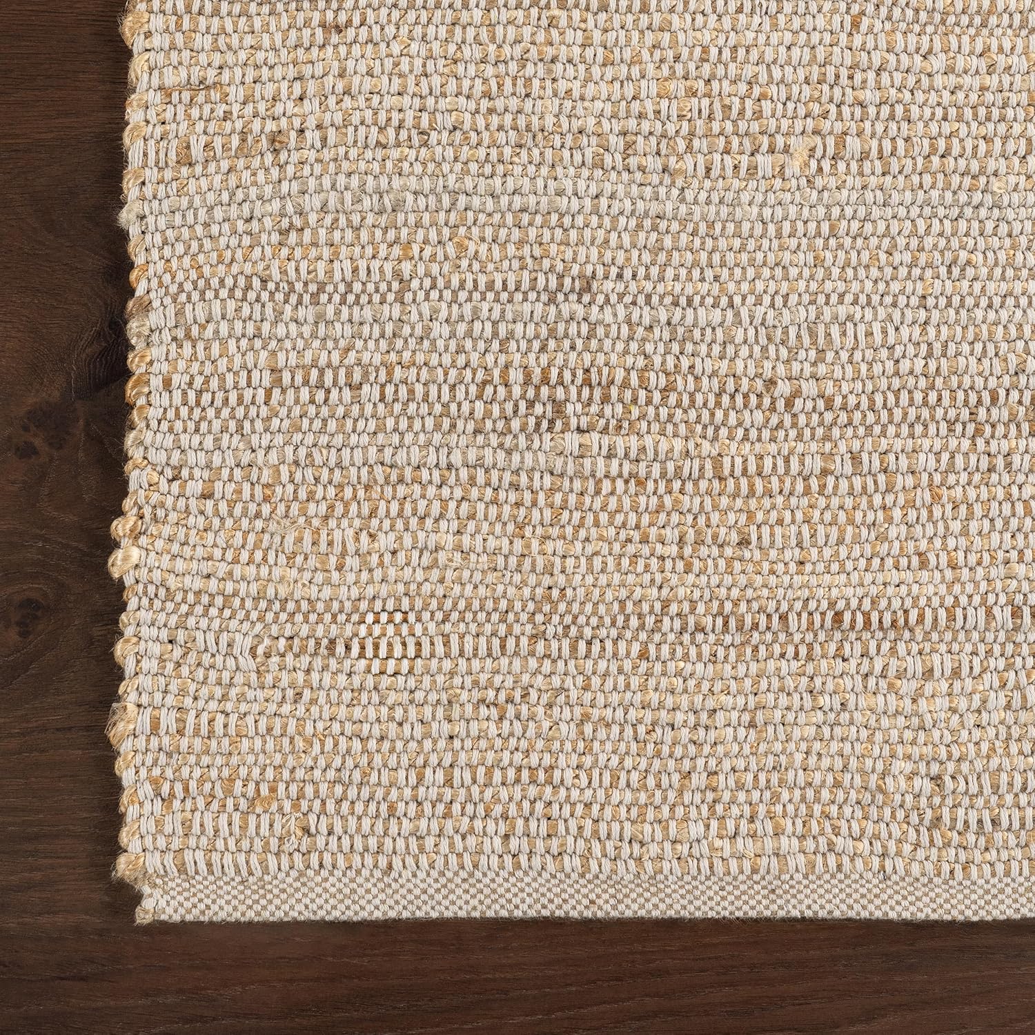 nuLOOM Alfombra redonda Elfriede de yute y algodón tejida a mano, 6 unidades, estilo rústico sólido, diseño tejido, fibra natural, para dormitorio,
