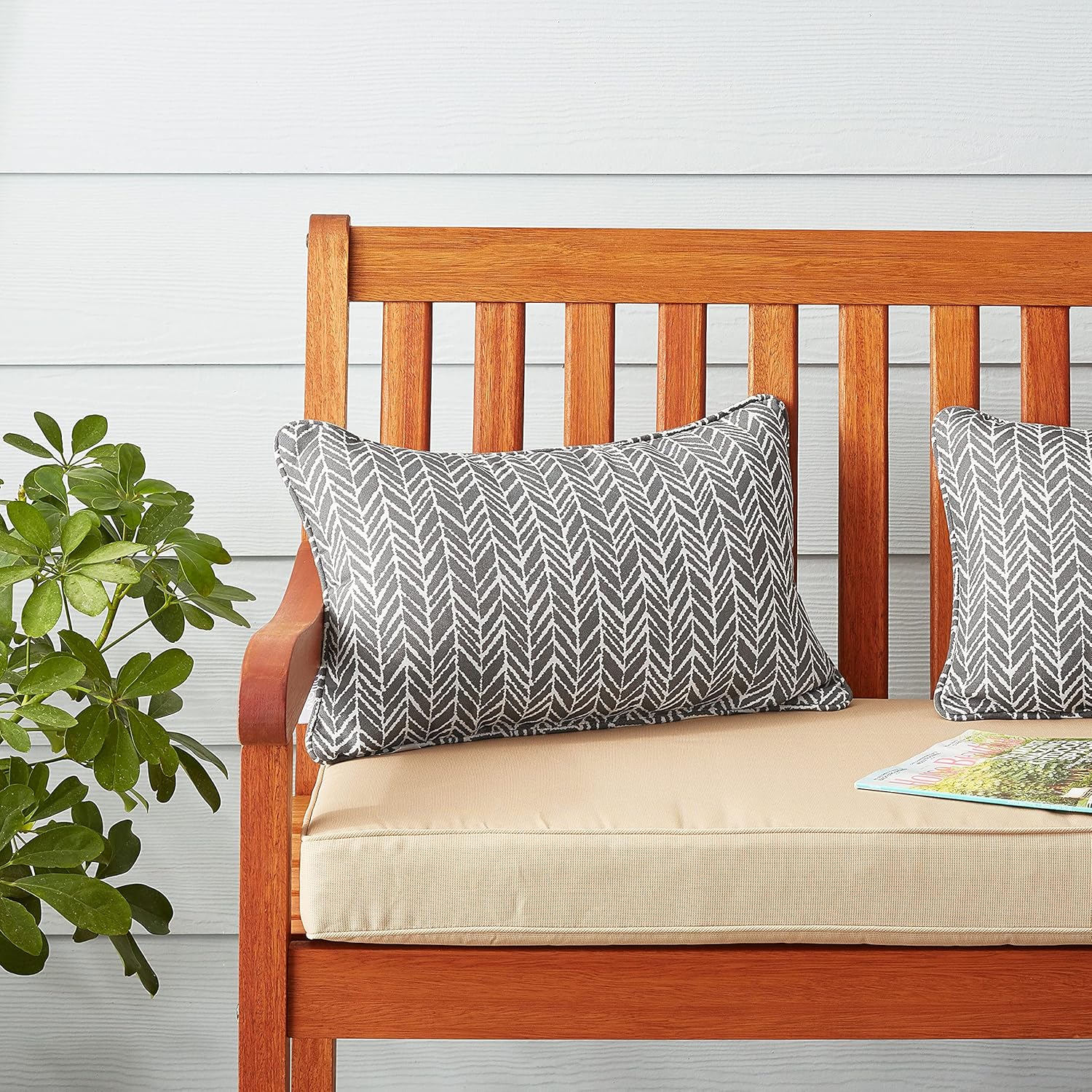 Pillow Perfect Cojines de asiento de pizarra de espiga para exterioresinteriores, 11.5 x 18.5 pulgadas, gris, paquete de 2, gris