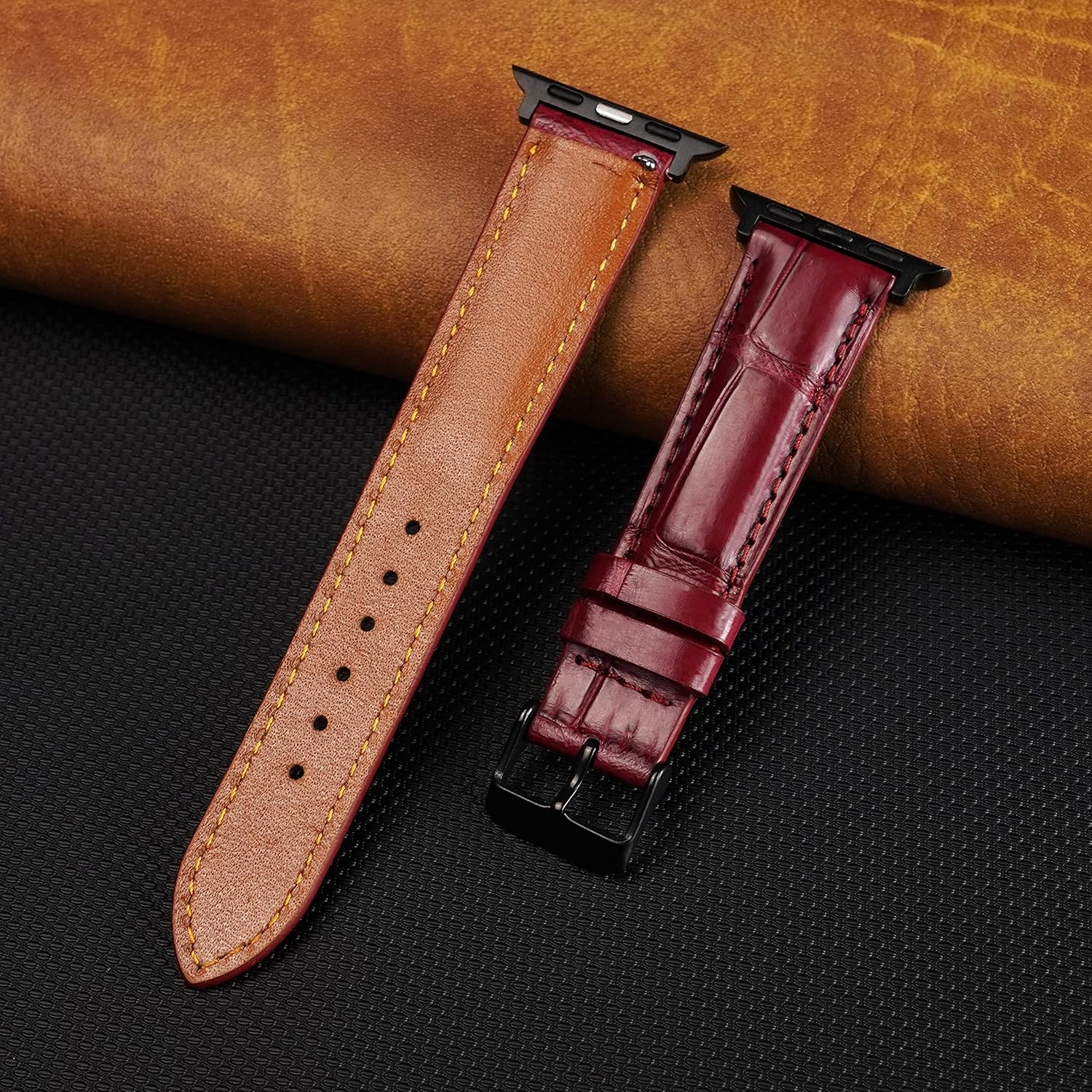 Correa de cocodrilo hecha a mano compatible con Apple Watch Correa de cocodrilo Iwatch Smart de 1.496 pulgadas, 1.575 pulgadas, 1.654 pulgadas,