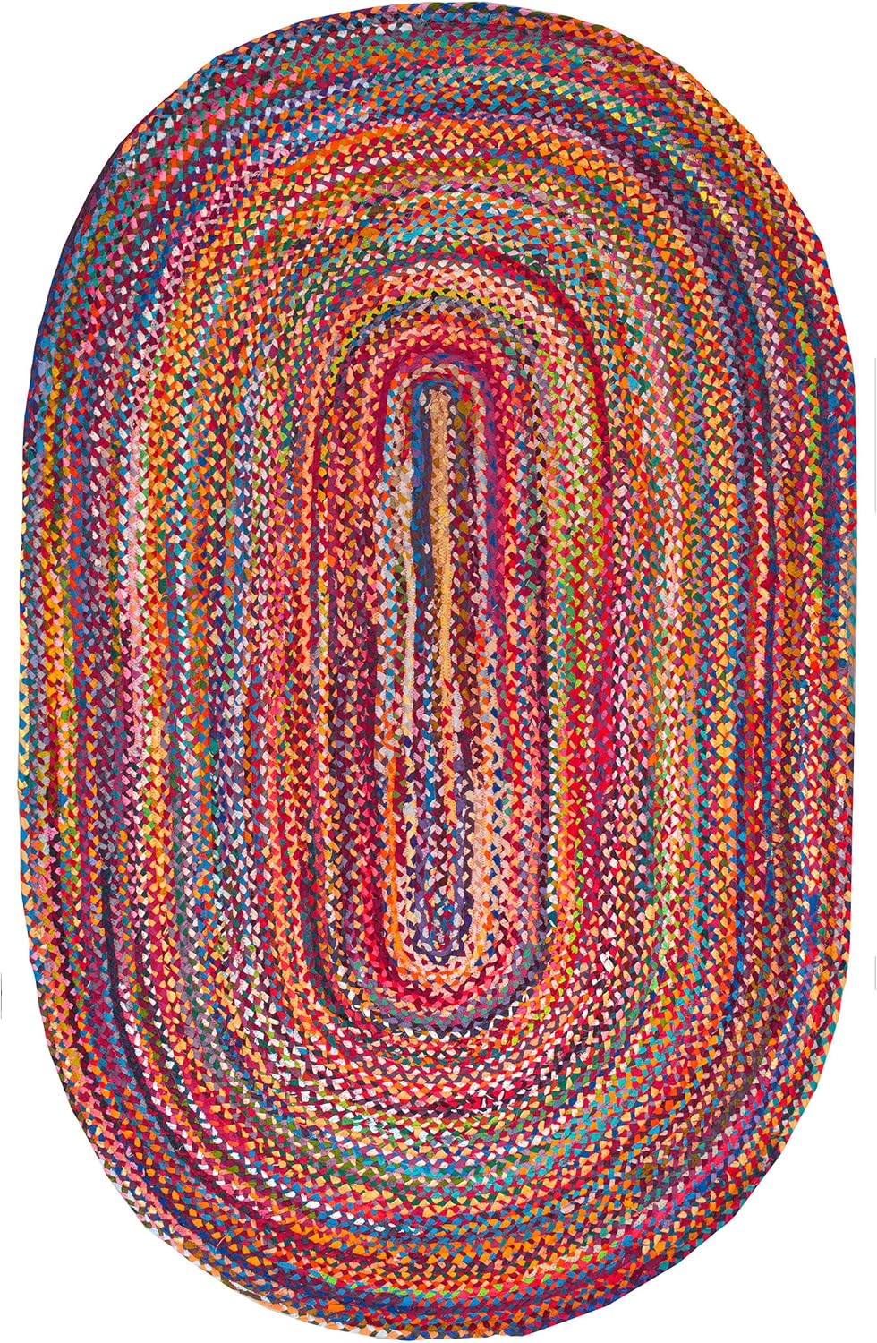 nuLOOM Tammara – Alfombra bohemia trenzada a mano, ovalada de 4 x 6 pies, multicolor