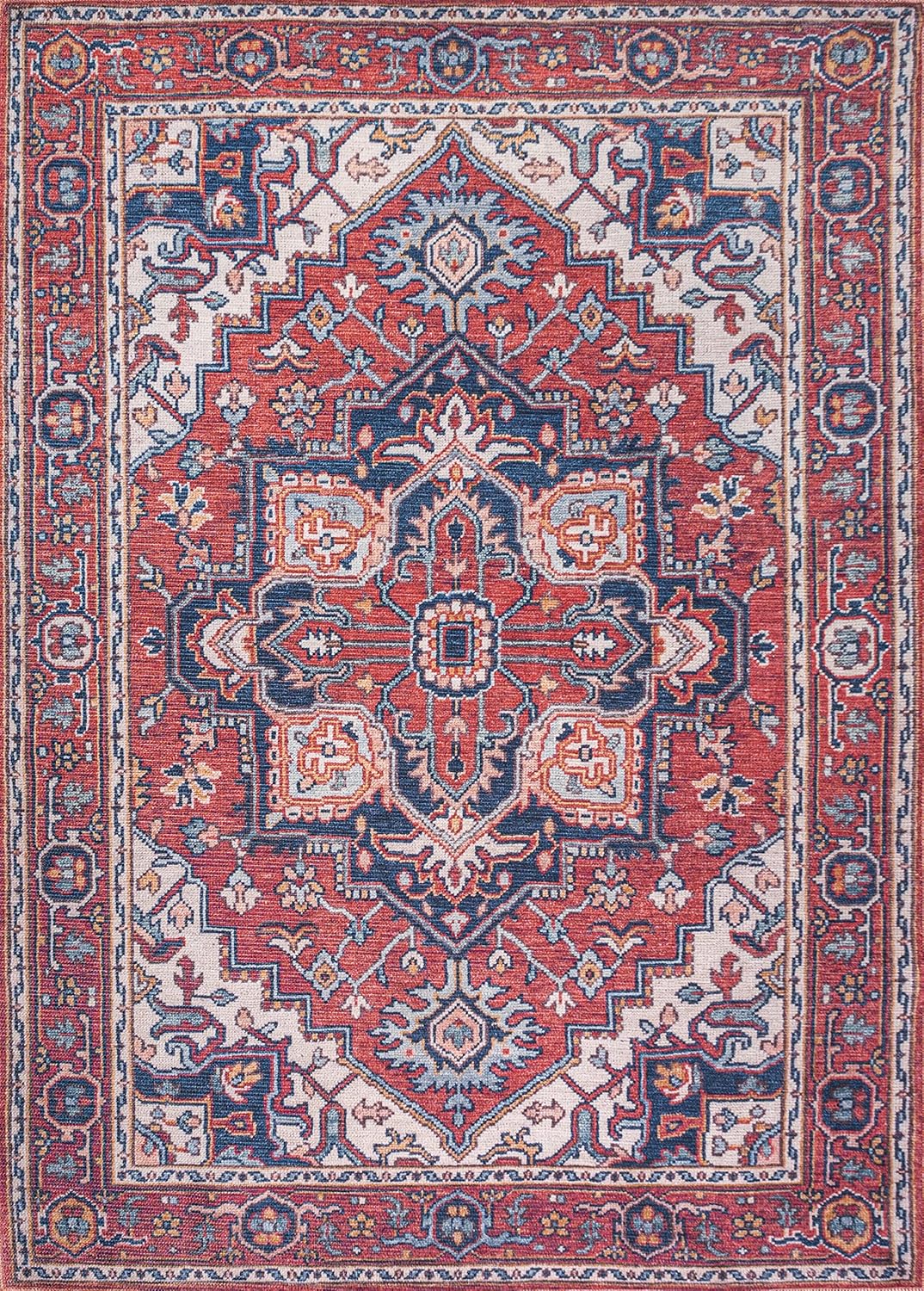 JONATHAN Y WSH105A-4 Cirali – Alfombra decorativa grande con medallón grande, lavable a máquina, estilo bohemio de transición, alto tráfico, cocina,