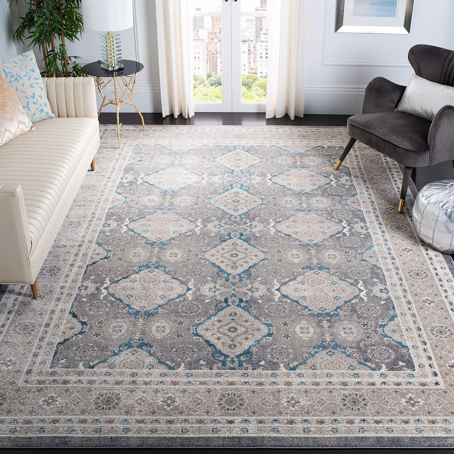 SAFAVIEH Sofia Collection SOF366B – Alfombra vintage oriental, envejecida, no desprende pelusa, para sala de estar, dormitorio, comedor, oficina en