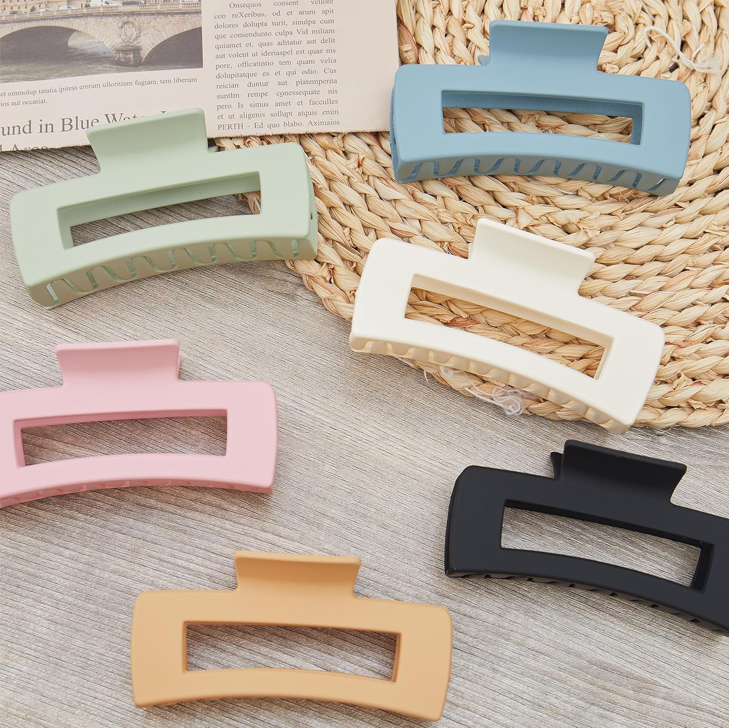 Sisiaipu Pinzas grandes para el cabello de 4 pulgadas, 6 pinzas grandes para cabello grueso, pinzas cuadradas para el cabello para mujeres, pinzas