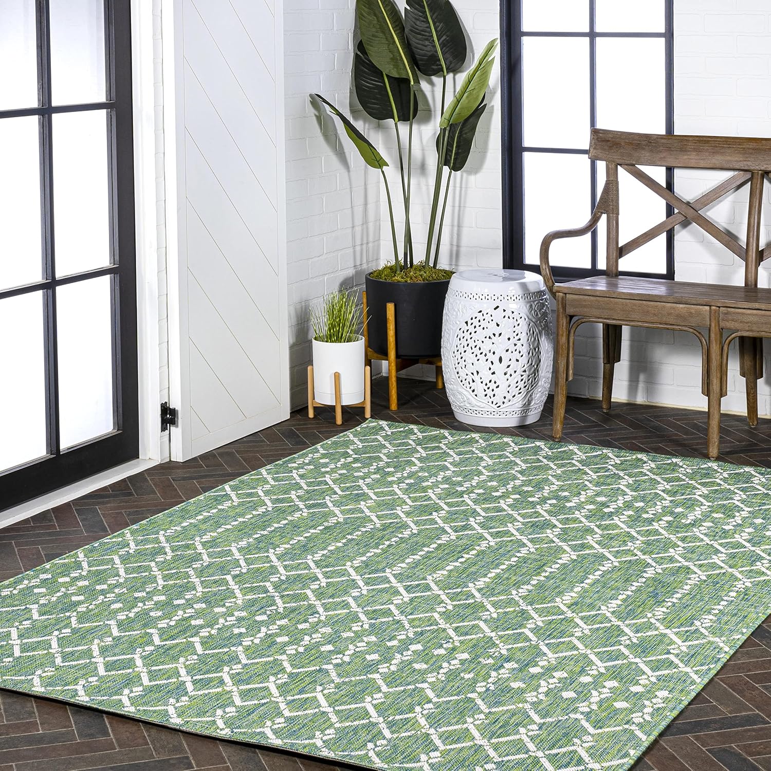 JONATHAN Y – Alfombra marroquí Ourika tejida con textura geométrica para interiores y exteriores, estilo bohemio, rústico, fácil limpieza, no suelta