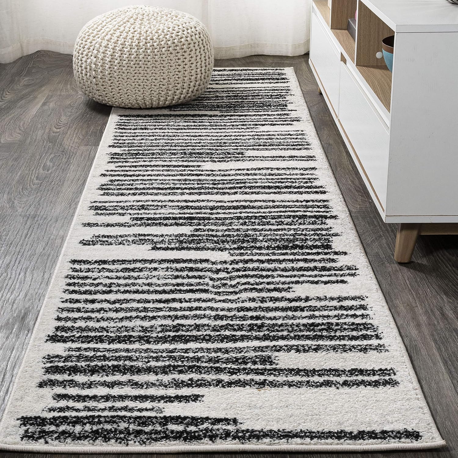 JONATHAN Y MOH207A-220 Khalil – Alfombra moderna a rayas bereberes bohemia, minimalista para dormitorio, cocina, sala de estar, fácil limpieza,