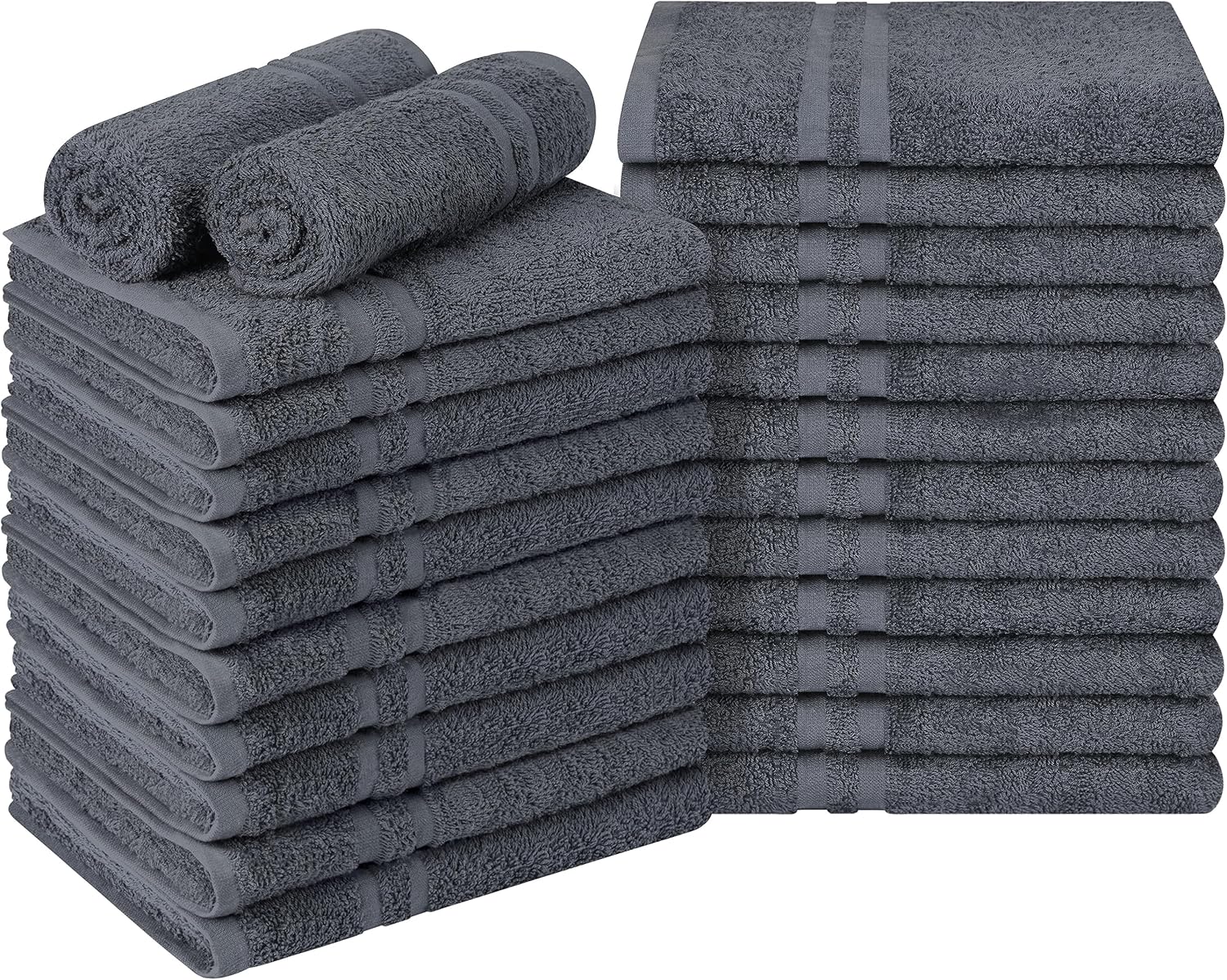 Utopia Towels Toallas de algodón a prueba de blanqueador (16 x 27 pulgadas)  Toalla de mano de gimnasio segura con blanqueador (paquete de 24, gris