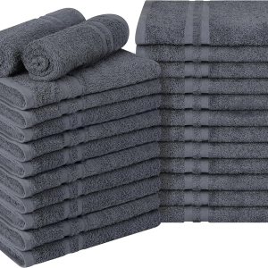Utopia Towels Toallas de algodón a prueba de blanqueador (16 x 27 pulgadas)  Toalla de mano de gimnasio segura con blanqueador (paquete de 24, gris Utopia Towels Toallas de algodón a prueba de blanqueador (16 x 27 pulgadas)  Toalla de mano de gimnasio segura con blanqueador (paquete de 24, gris
