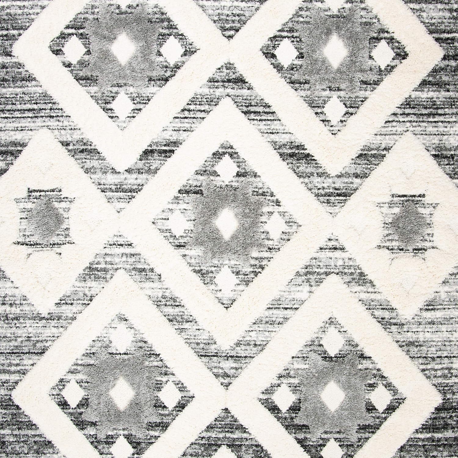 SAFAVIEH Tapete grueso marroquí con borlas, 8 x 10 pies, diseño bohemio, no desprende pelusa y de fácil cuidado, 2 pulgadas de grosor, ideal para