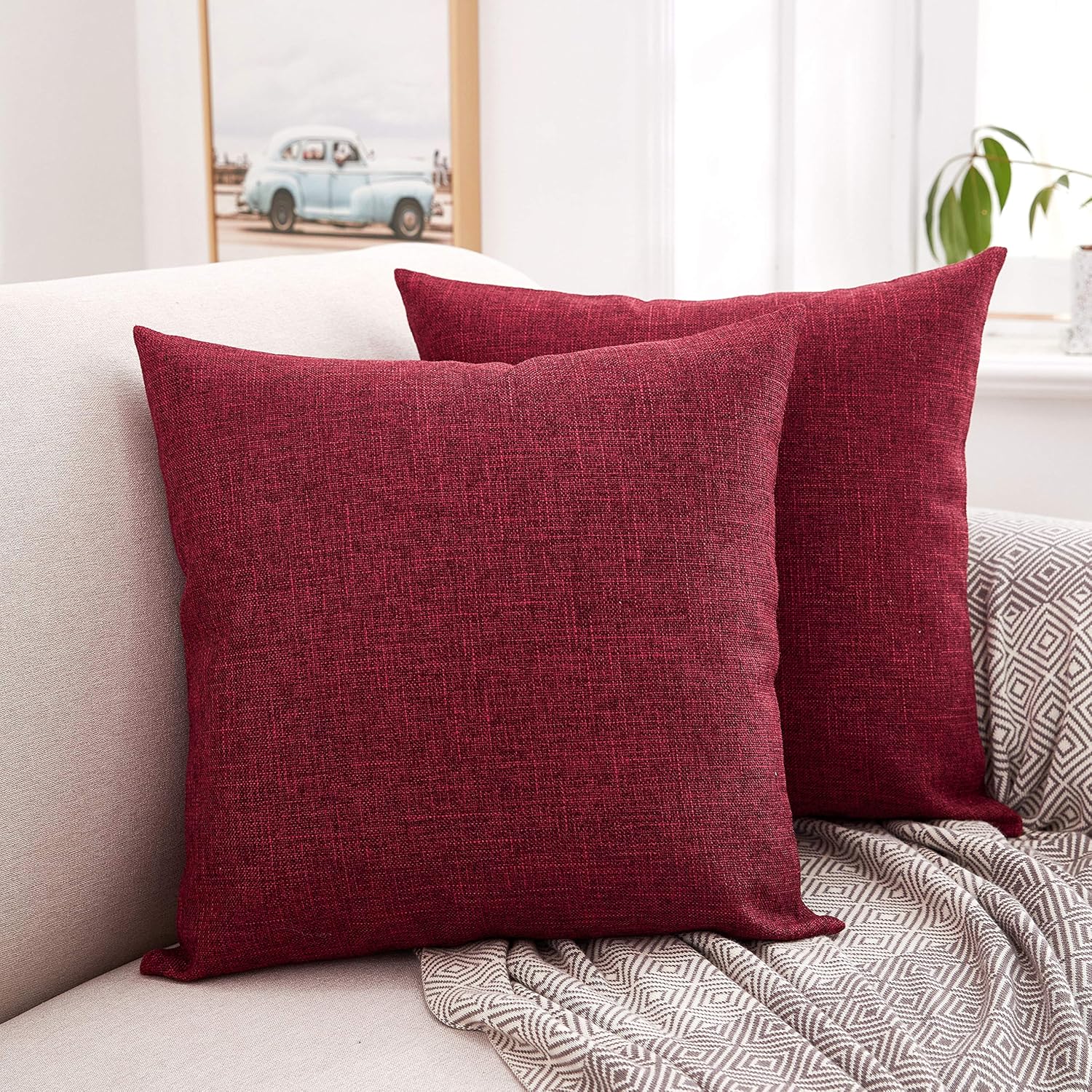 Mernette – Funda de almohada rectangular decorativa de mezcla de algodón y lino, decoración del hogar para sofá o silla. Decoraciones para el hogar,
