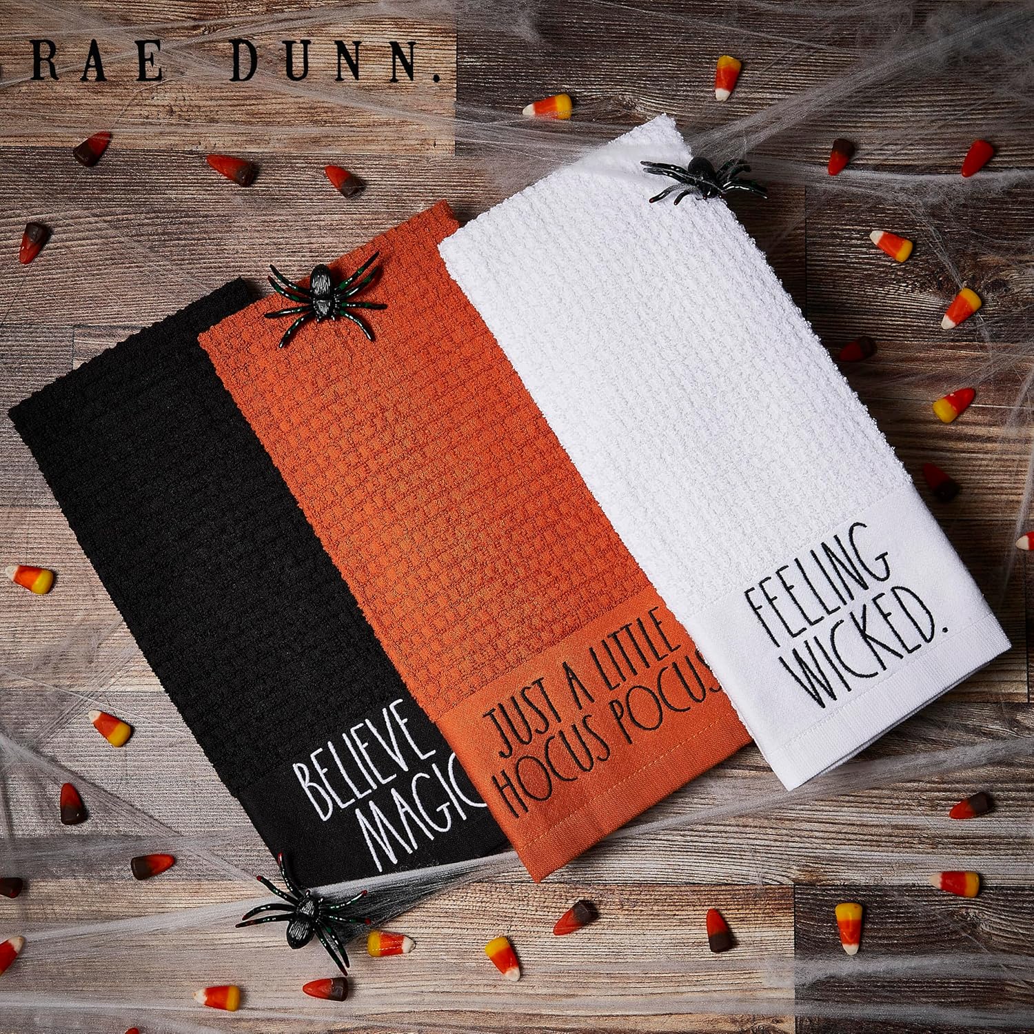 Rae Dunn Toallas de mano, toalla de mano decorativa bordada para cocina y baño, 100% algodón, altamente absorbente, paquete de 3, 16 x 26 pulgadas,