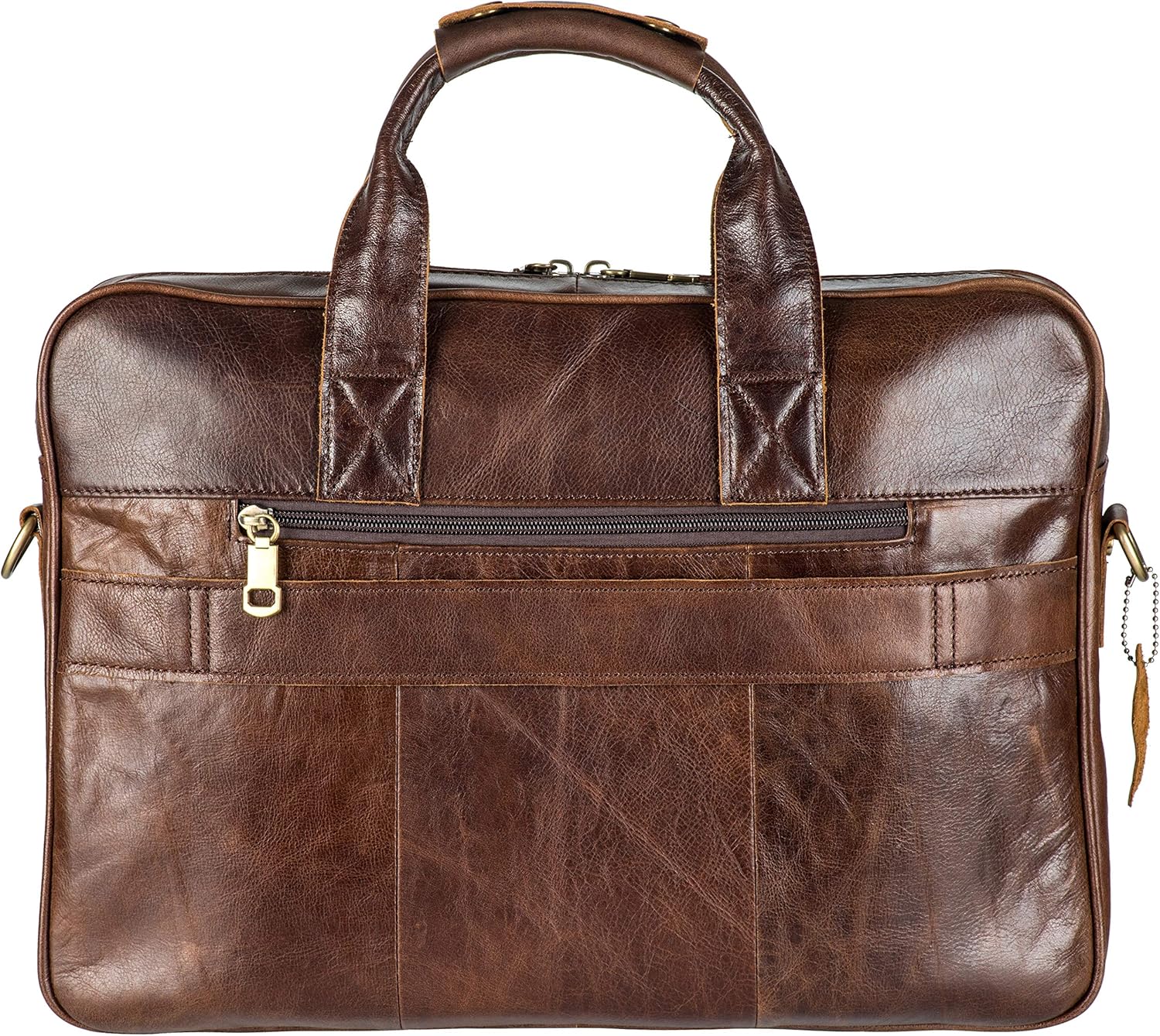 POKOFO Maletín de cuero vintage para laptop con protección acolchada para laptop de 15.6 pulgadas, Marrón oscuro