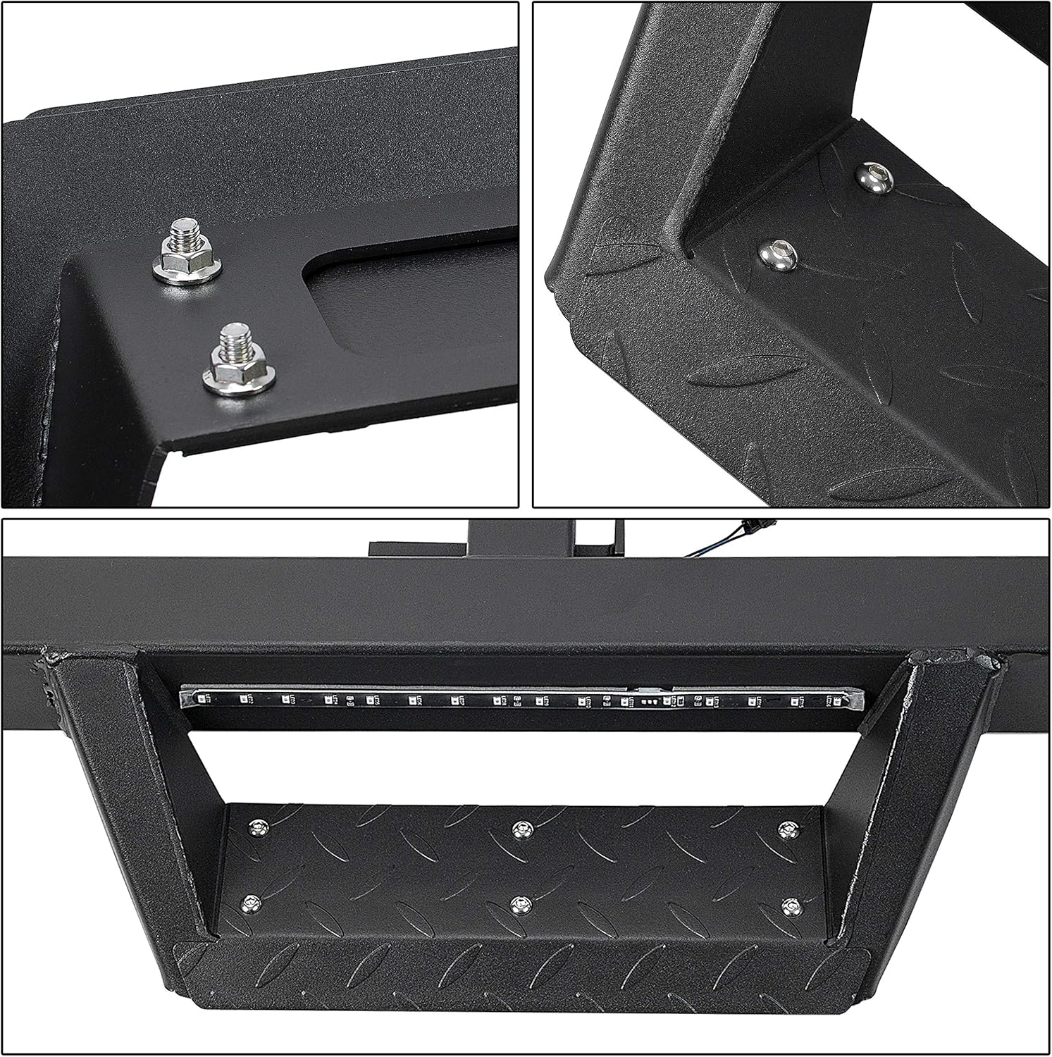 KUAFU Paso de enganche universal con luz de freno LED para receptor de remolque de camión de remolque de camión barra de paso de remolque protector
