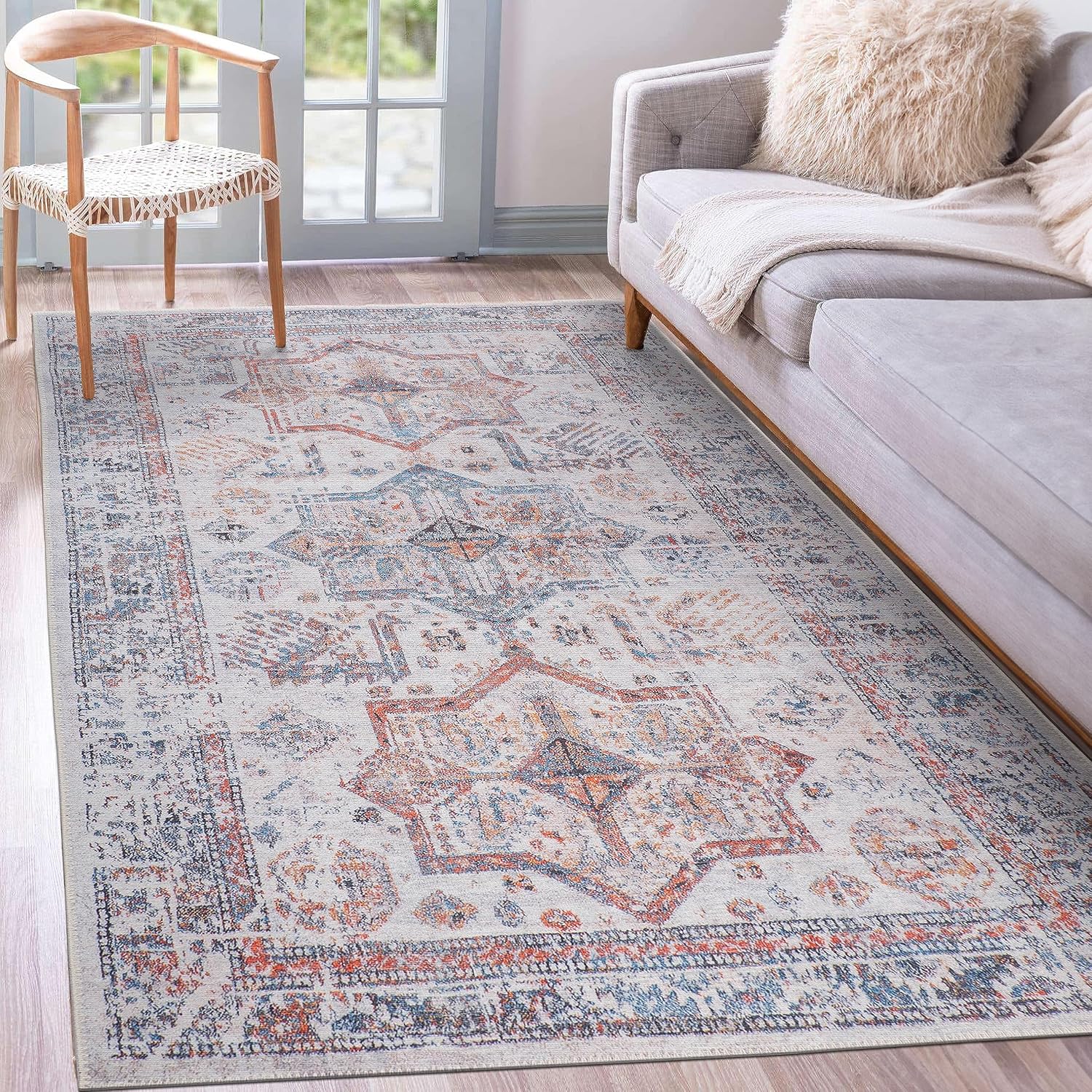 Bellini Rugs Alfombra lavable a máquina con parte trasera antideslizante, alfombra de sala de estar, alfombra de área de cocina, alfombras de área