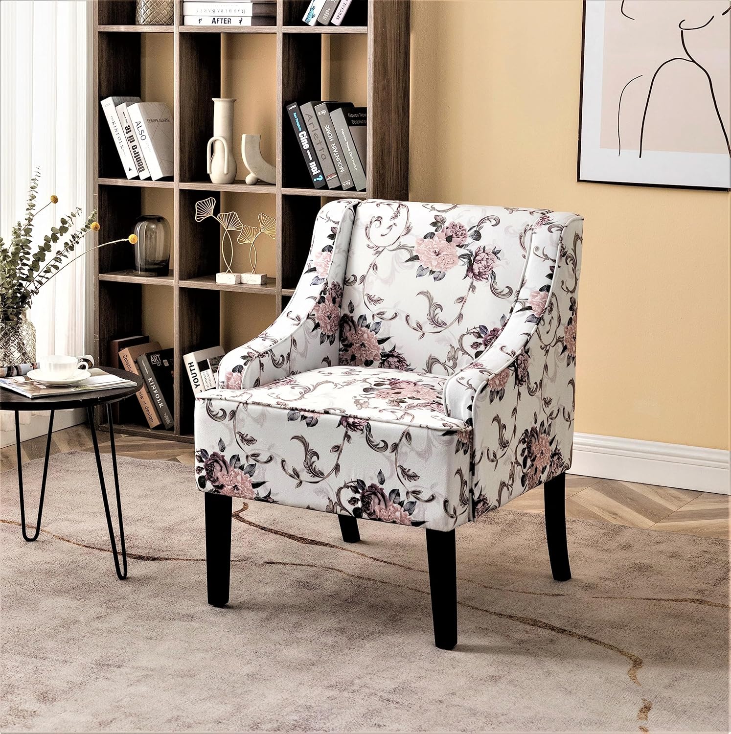 Sillas decorativas de tela estampada para sala de estar, dormitorio, comedor y entrada, asientos decorativos con diseño elegante, brazos empotrados