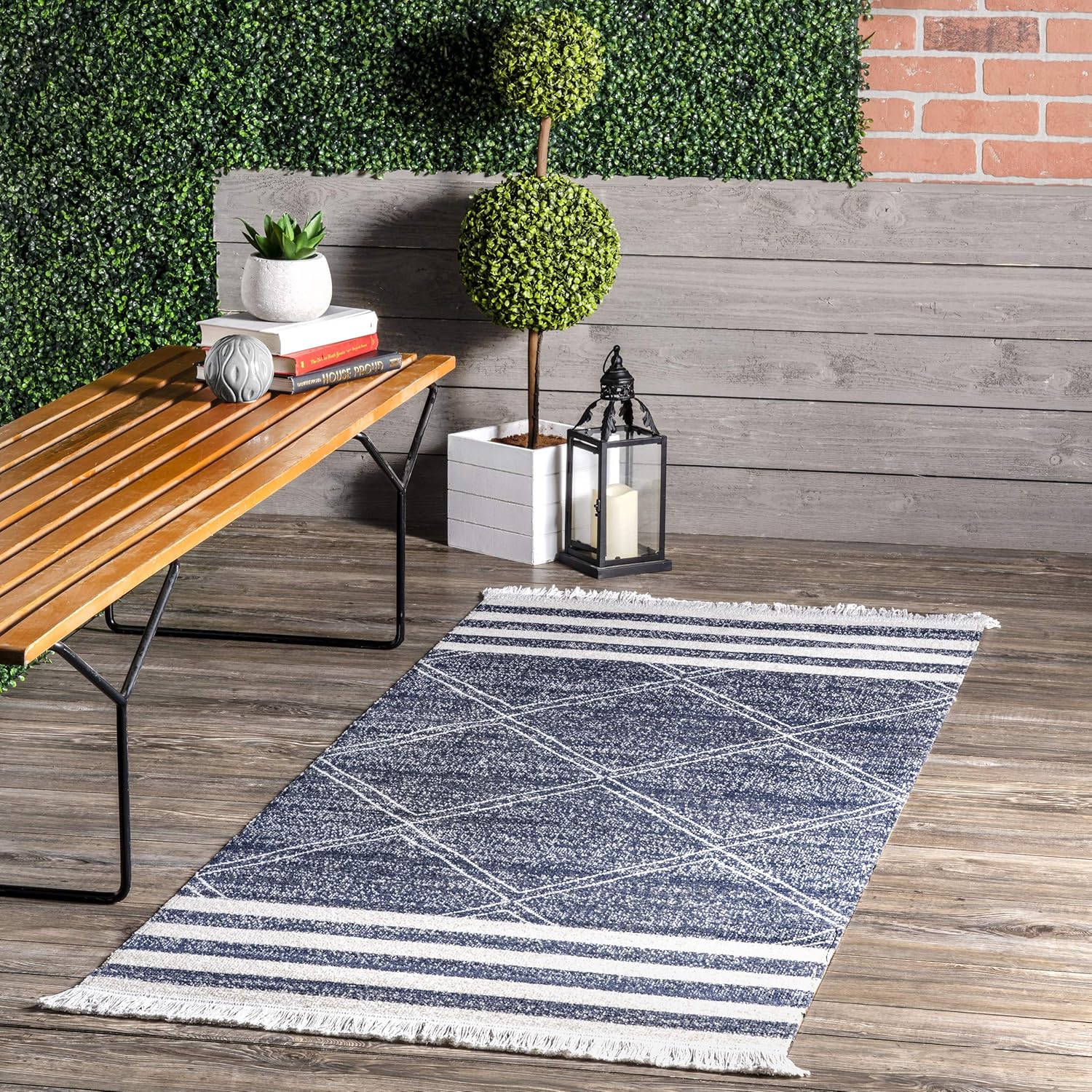 nuLOOM Roberge Coastal – Alfombra decorativa para interiores y exteriores, 2 x 3, color azul