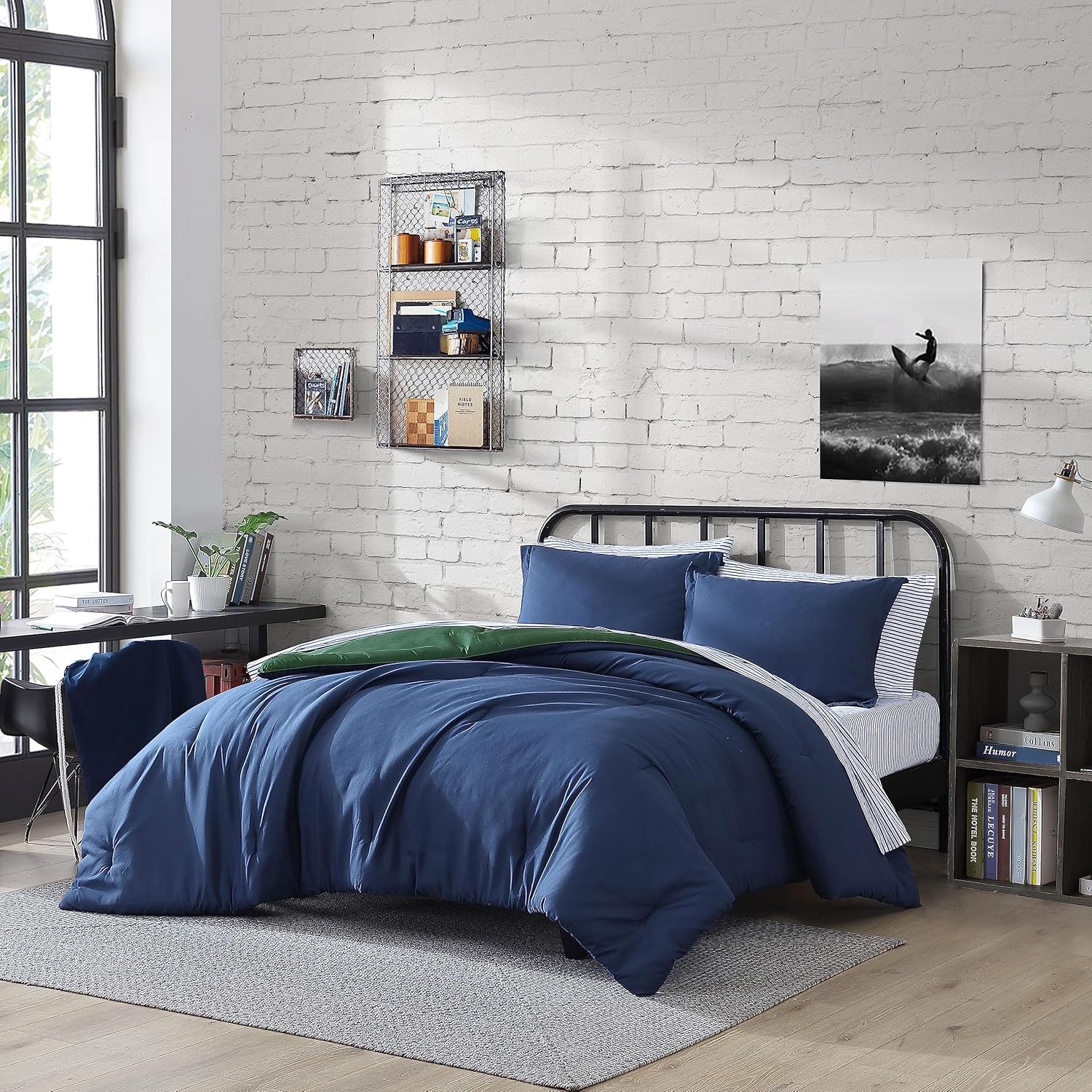 Nautica – Juego de cama queen- Juego de edredón reversible casual, incluye fundas adicionales, sábana bajera, fundas de almohada y bolsa de