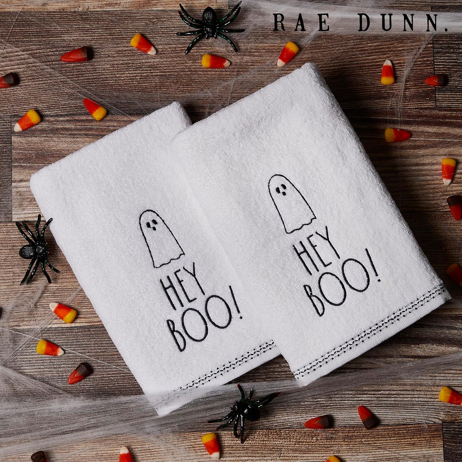 Rae Dunn Toallas de mano, toalla de mano decorativa bordada para cocina y baño, 100% algodón, altamente absorbente, paquete de 2, 16 x 26 pulgadas,