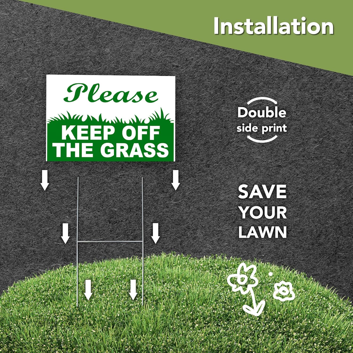 Letrero de 8 piezas con texto en inglés Keep Off Gras, 69, Coroplast, de doble cara, para patio, con texto en inglés Keep Dogs Off Great, letrero de