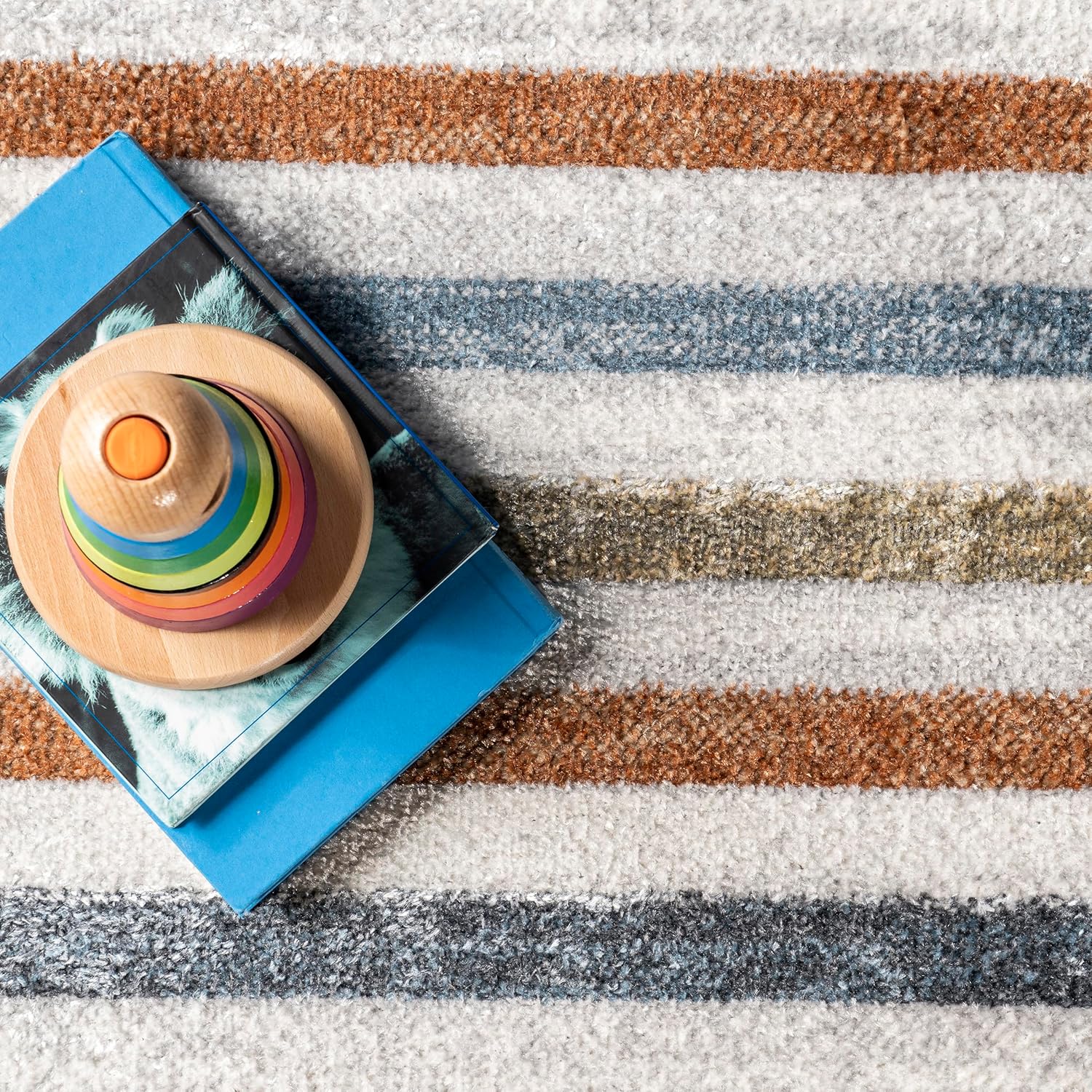 nuLOOM ROS Striped Columns Alfombra lavable a máquina, 8×10, beige
