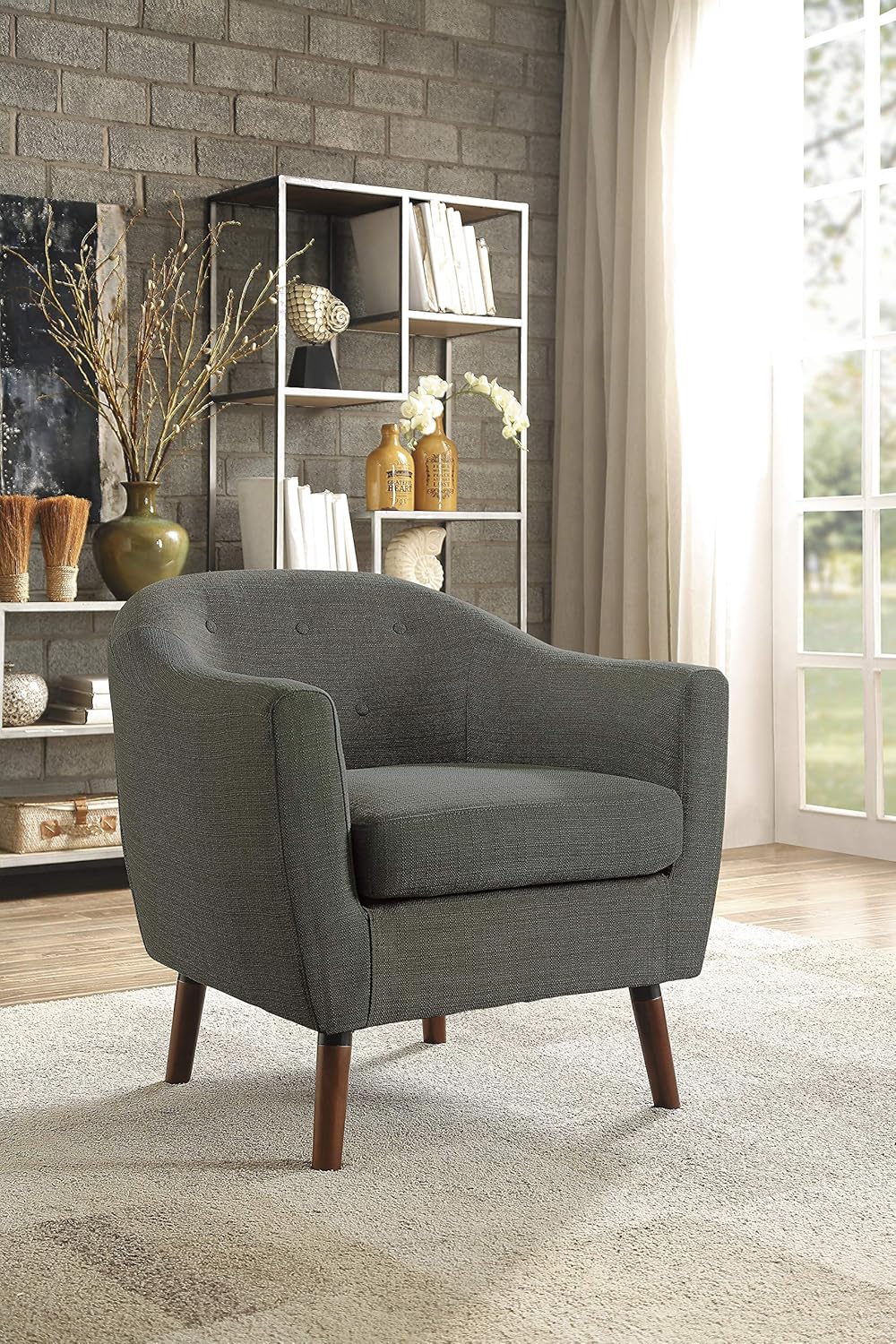 Homelegance Silla de barril de tela, gris salvia