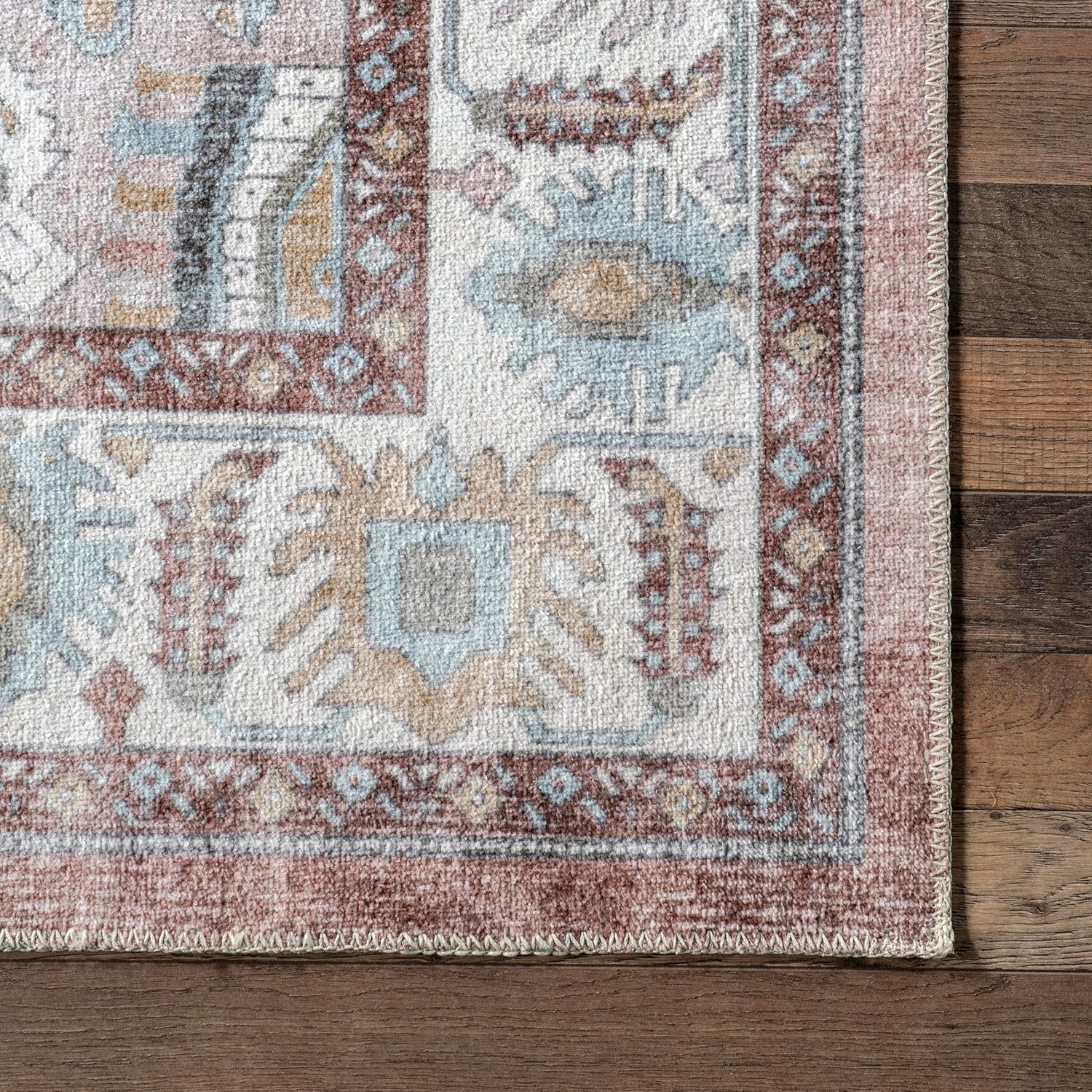 nuLOOM Lawrence – Alfombra tradicional ultrafina, lavable a máquina, 5 x 8 pulgadas, color rubor