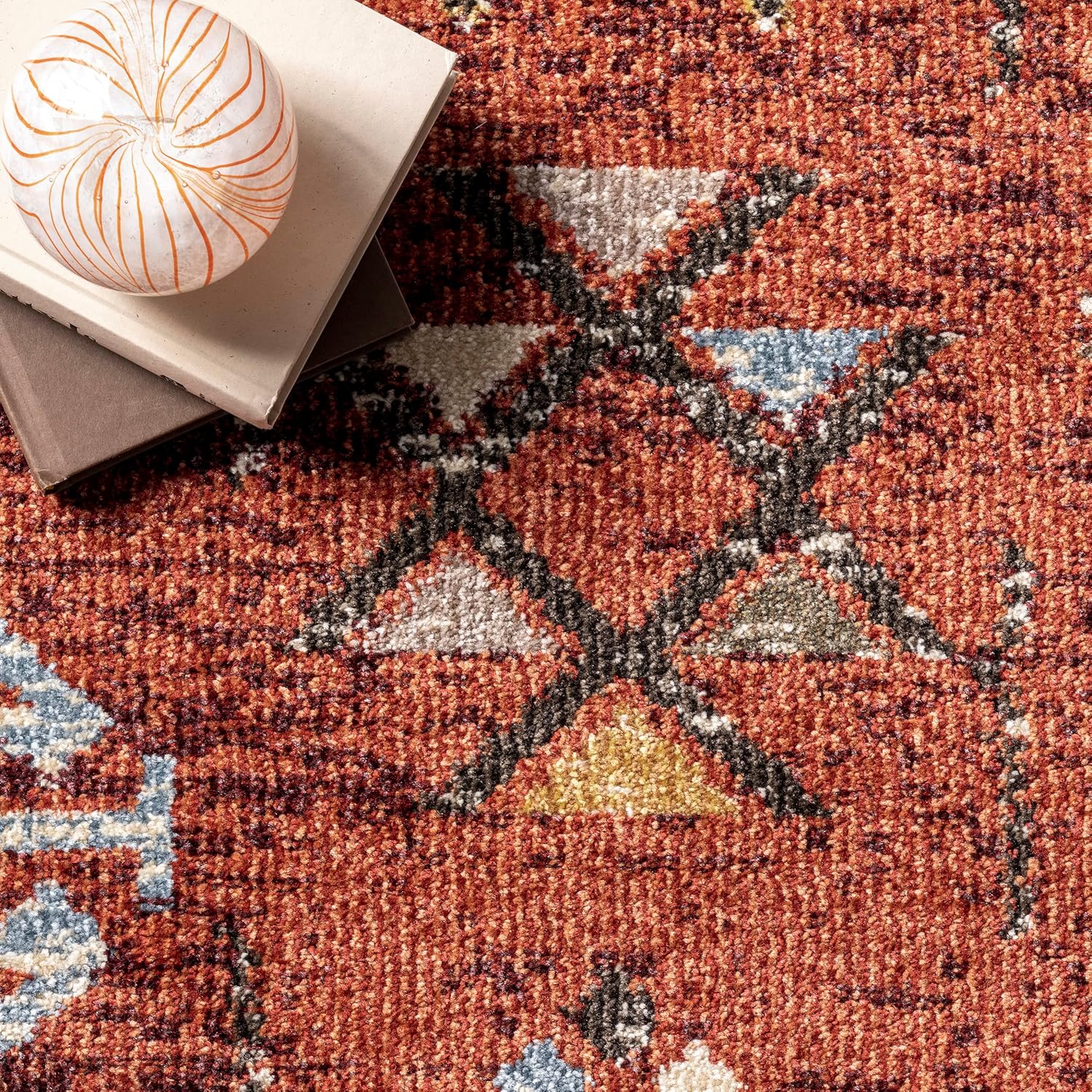 nuLOOM Alfombra tribal de transición Wilma, 5×8, naranja