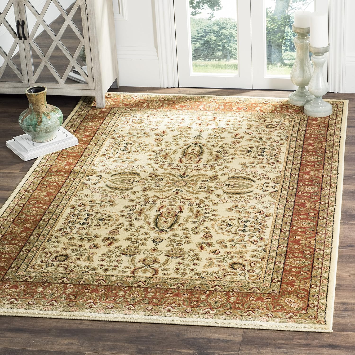 Safavieh Lyndhurst Collection, LNH214A, tapete oriental tradicional en rojo y negro, Polipropileno