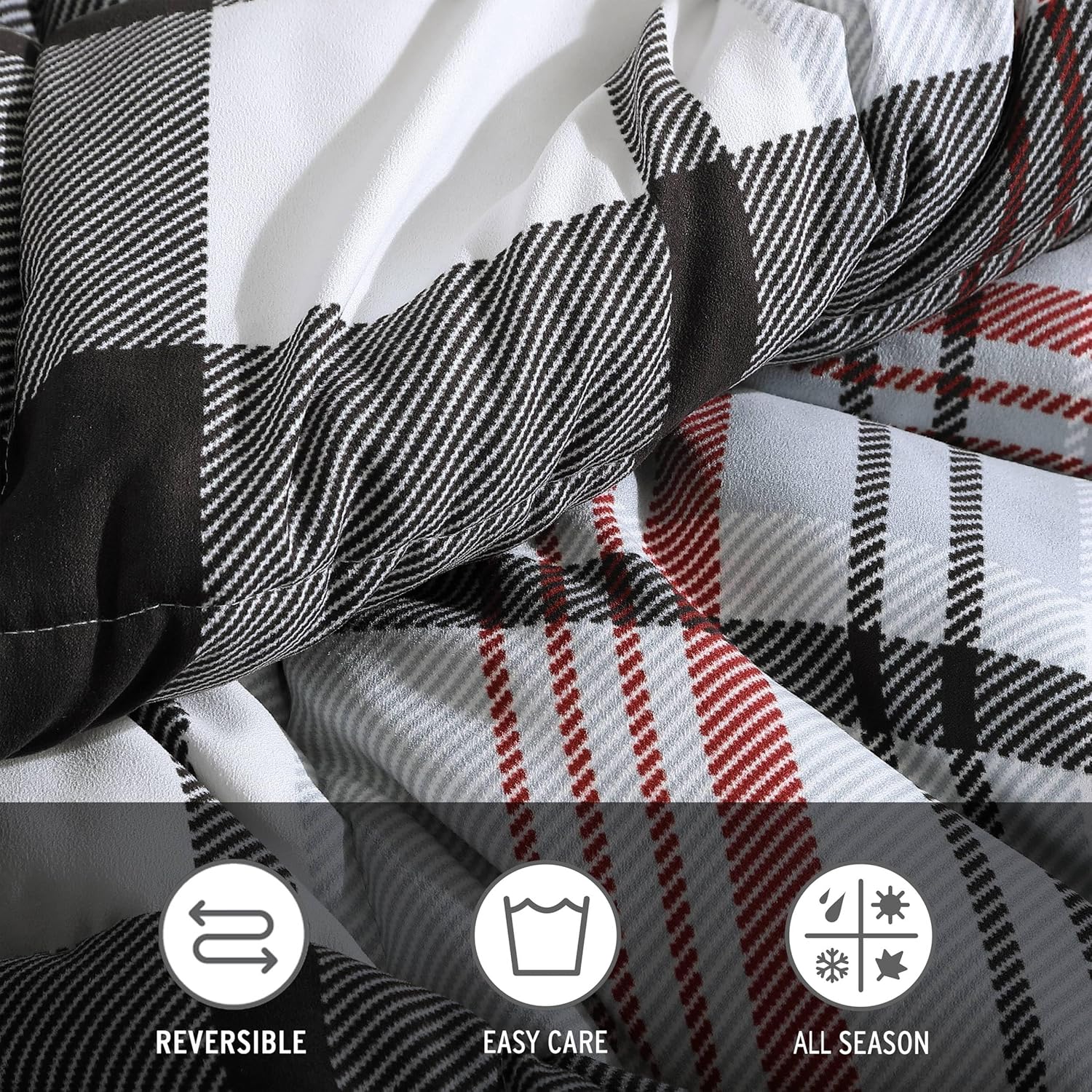 Eddie Bauer – Juego de funda de edredón tamaño King, juego de ropa de cama reversible de microgamuza con fundas a juego, decoración casual del hogar
