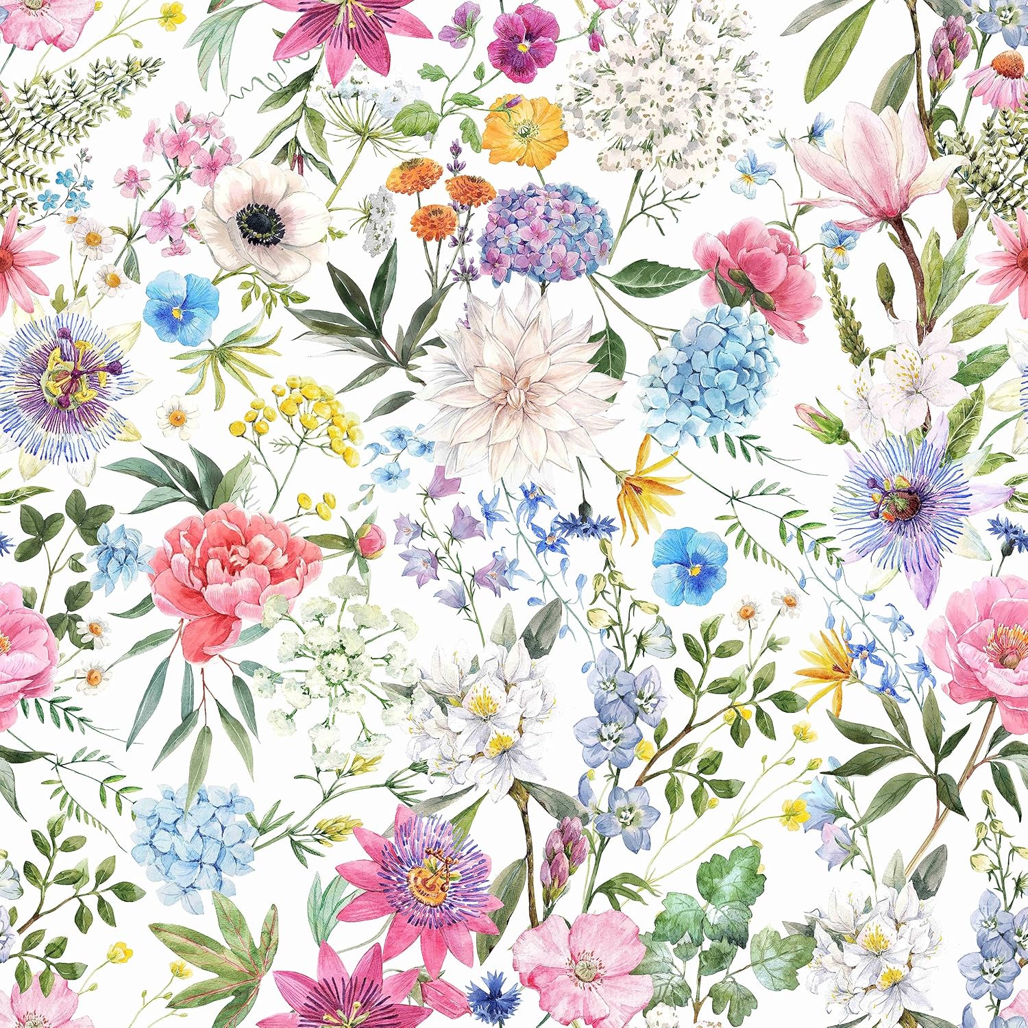 COKCOKR Papel tapiz floral bohemio para despegar y pegar, papel de contacto floral y hojas, papel de contacto extraíble impermeable, autoadhesivo
