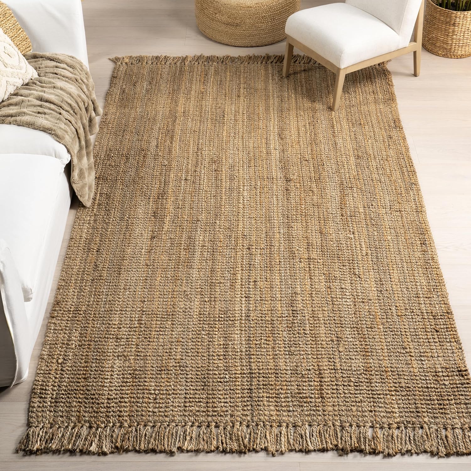 nuLOOM – Alfombra gruesa de yute Daniela Farmhouse de fibra natural, ecológica, hecha a mano, dormitorio, sala de estar, comedor