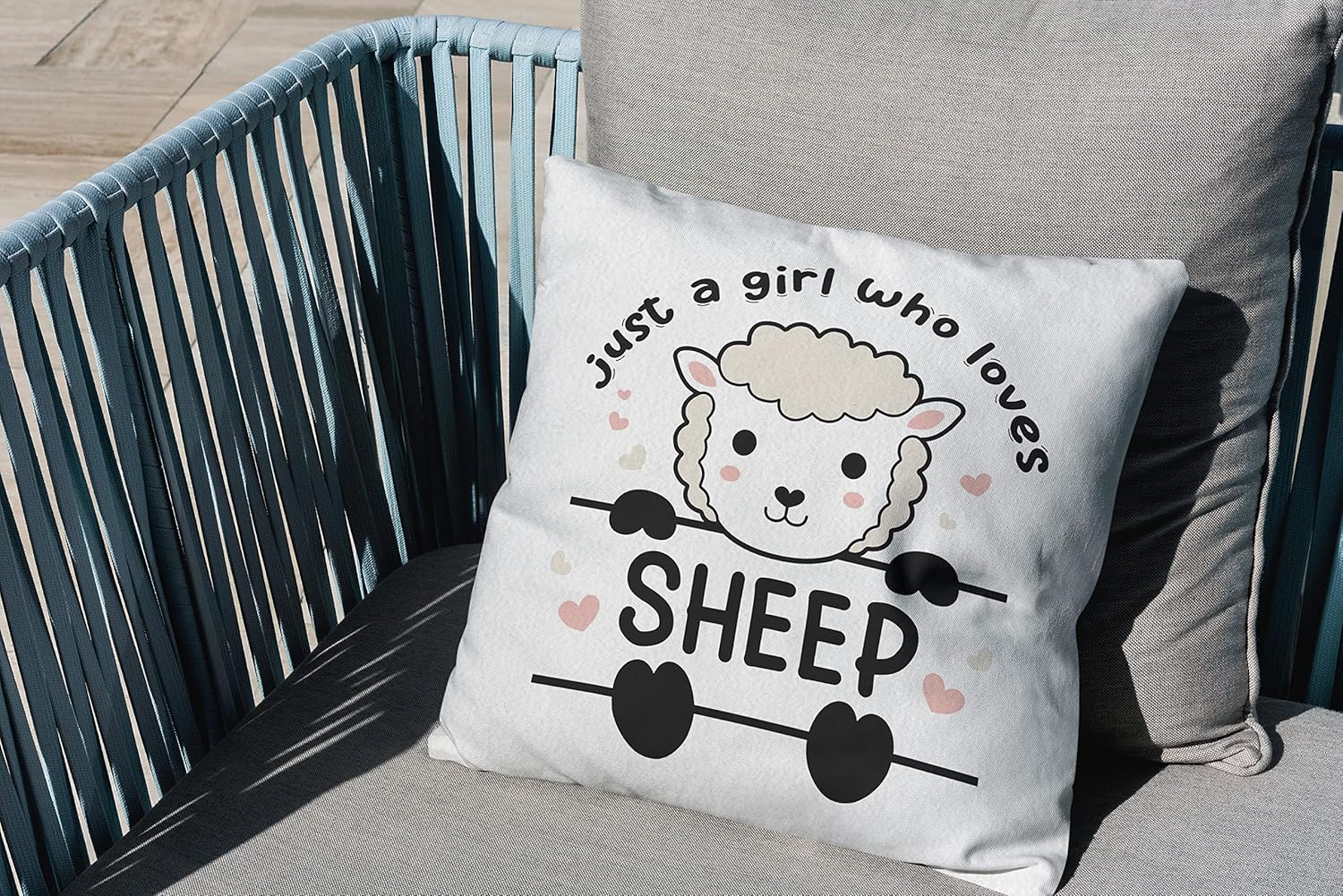 Just a Girl Who Loves Sheep – Funda de cojín decorativa de 18 x 18 pulgadas, diseño de animales divertidos, ovejas de granja, sala de estar,