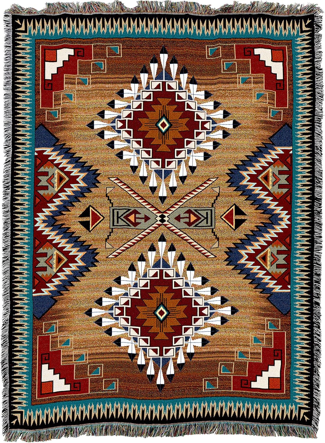 Pure Country Weavers  Cobija Mesquite Earth  Manta tejida con flecos de algodón EE. UU. 72×54