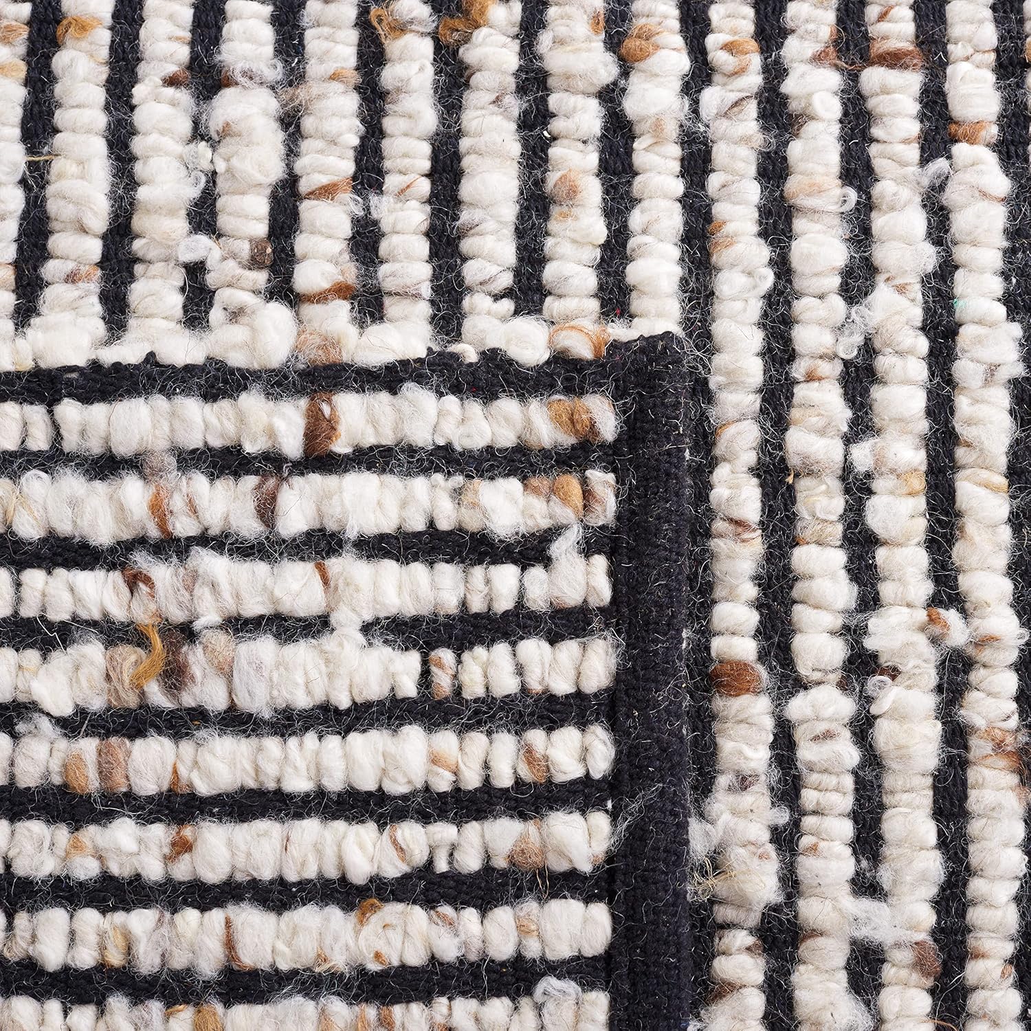 SAFAVIEH Natura Collection – Alfombra redonda de 6 pies, color negro y marfil, hecha a mano de lana y yute, ideal para zonas de alto tráfico en sala