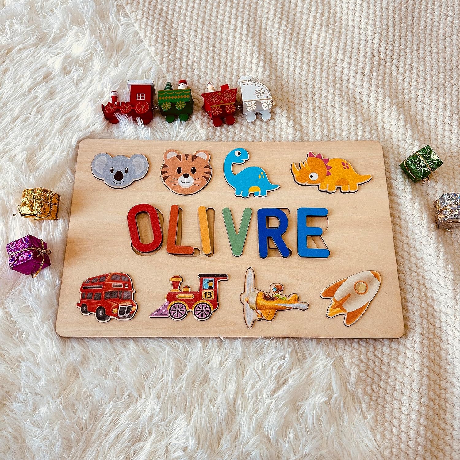 Rompecabezas con nombres personalizados para niños, rompecabezas educativos para niños y niñas, juguetes de madera de aprendizaje preescolar, regalo