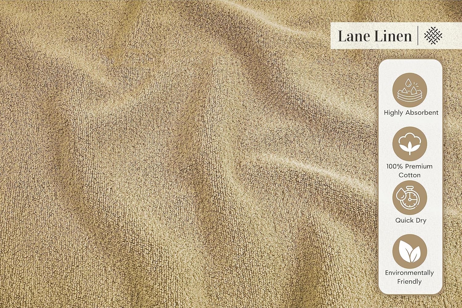 LANE LINEN – Juego de 10toallas de 100% algodón, 2toallas grandes, 4toallas de mano suaves, 4toallitas para el cuerpo, calidad de hotel, de secado