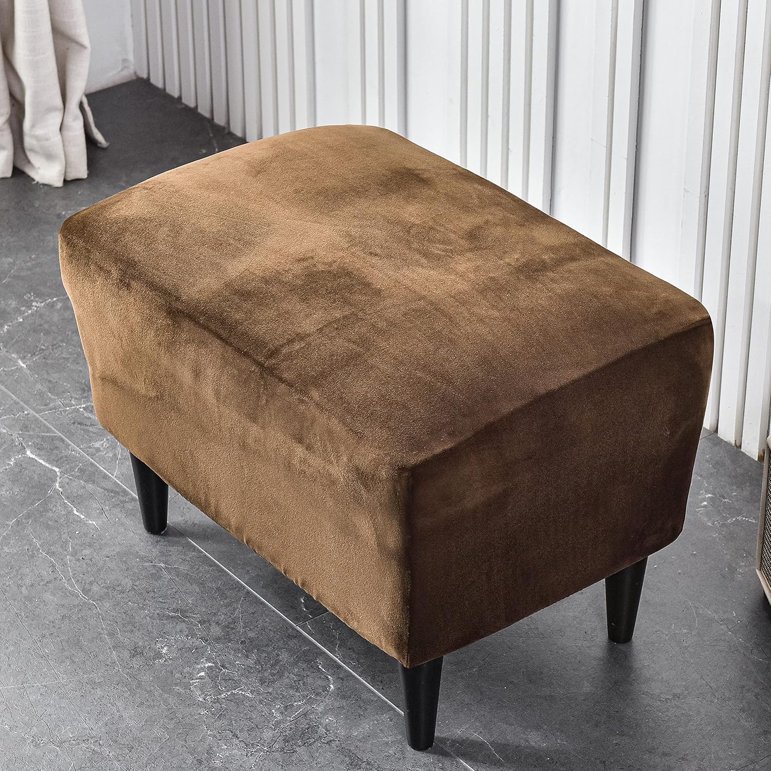 CRFATOP Funda para silla otomana, extragrande, funda rectangular de terciopelo, reposapiés, reposapiés, sofá con parte inferior elástica, 17