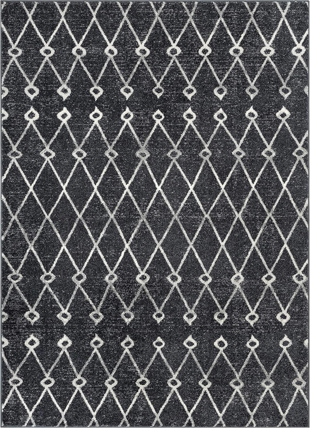 Viaje Trellis – Alfombra de área tradicional marroquí con diseño de diamantes, envejecida, color gris envejecido (5 pies 3 pulgadas x 7 pies 3