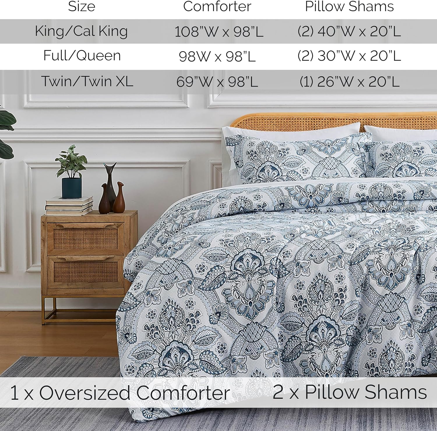 Southshore Fine Living, Inc. Juego de ropa de cama de gran tamaño alternativo para todas las estaciones, colcha reversible suave de 2 piezas con una