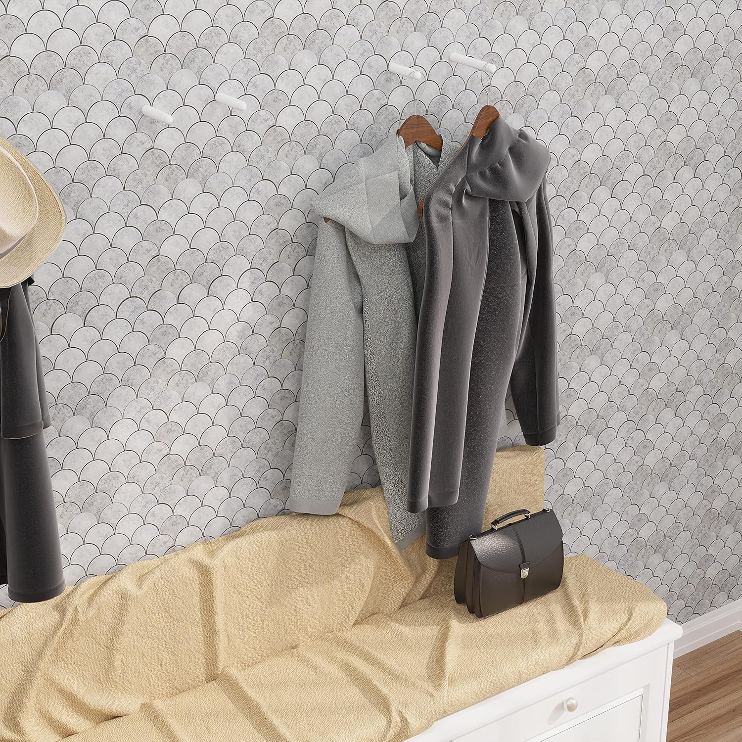 Avant Decor  Escala de pescado compuesto de piedra  Azulejos de cocina para despegar y pegar  Azulejos de pared para pegar  Fácil instalación  5 x 5