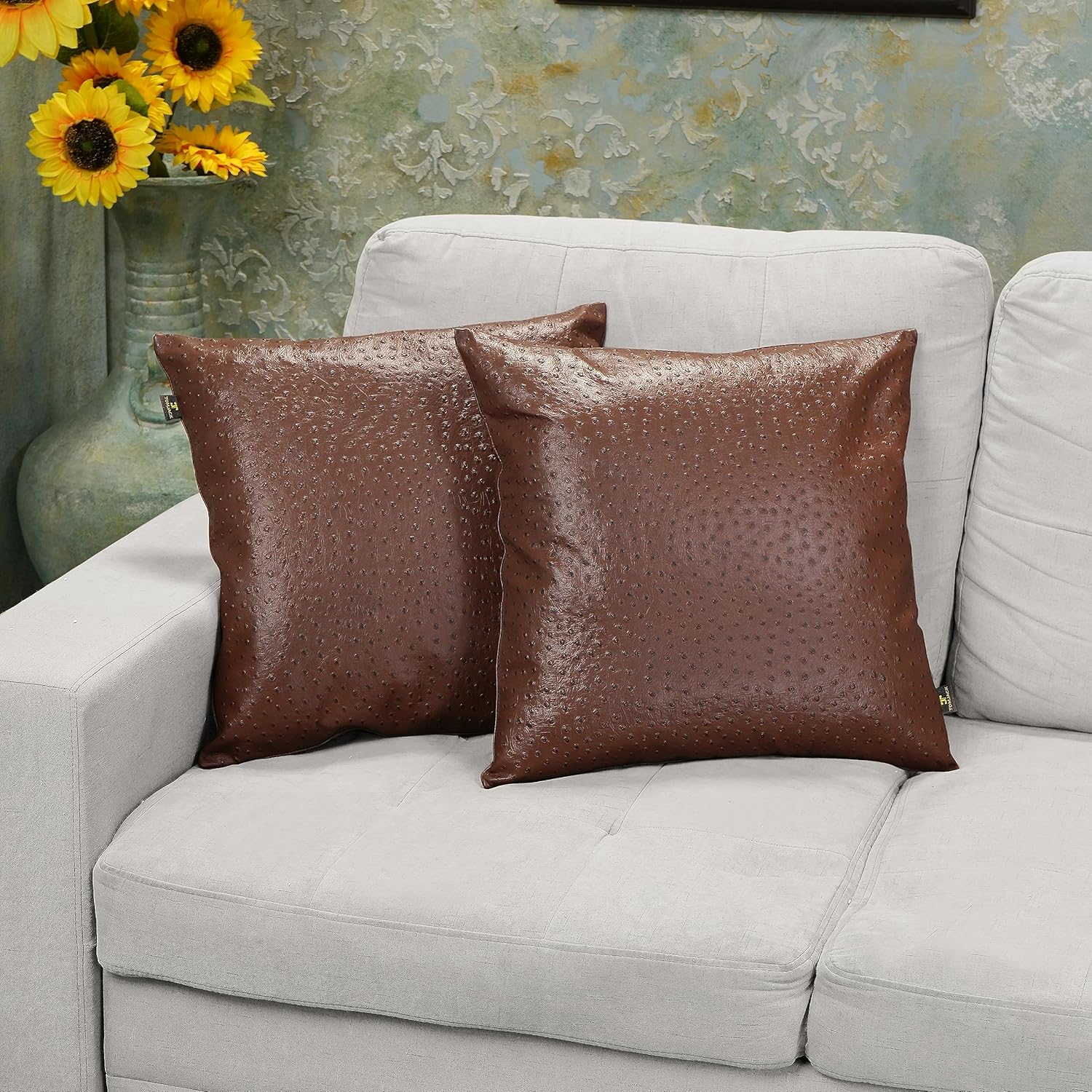 TOMJACK Funda de almohada de piel de cordero  Funda decorativa para cojín de sofá  Fundas para sala de estar y dormitorio, 22 x 22 pulgadas